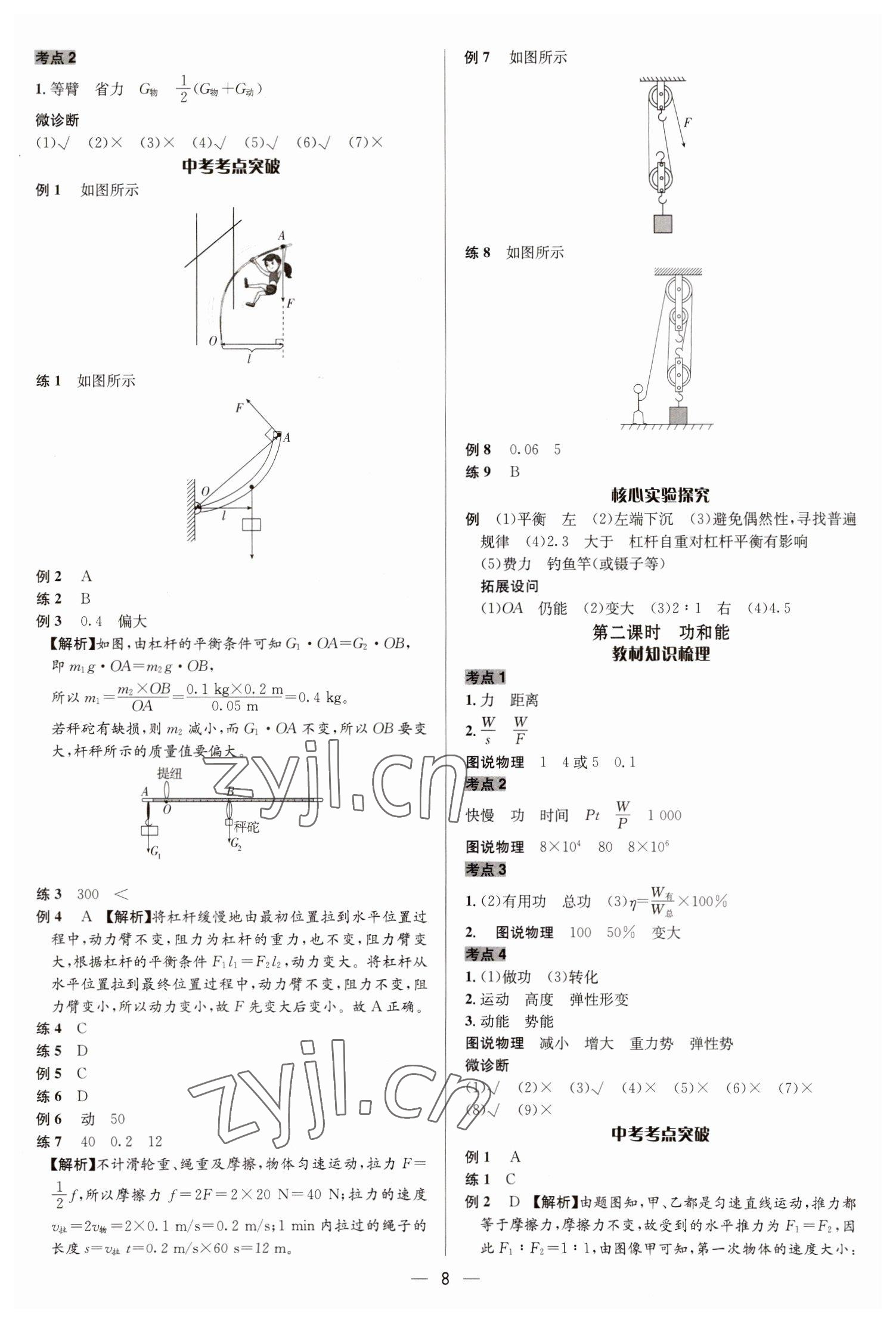 2023年中考对策物理临沂专版 参考答案第8页