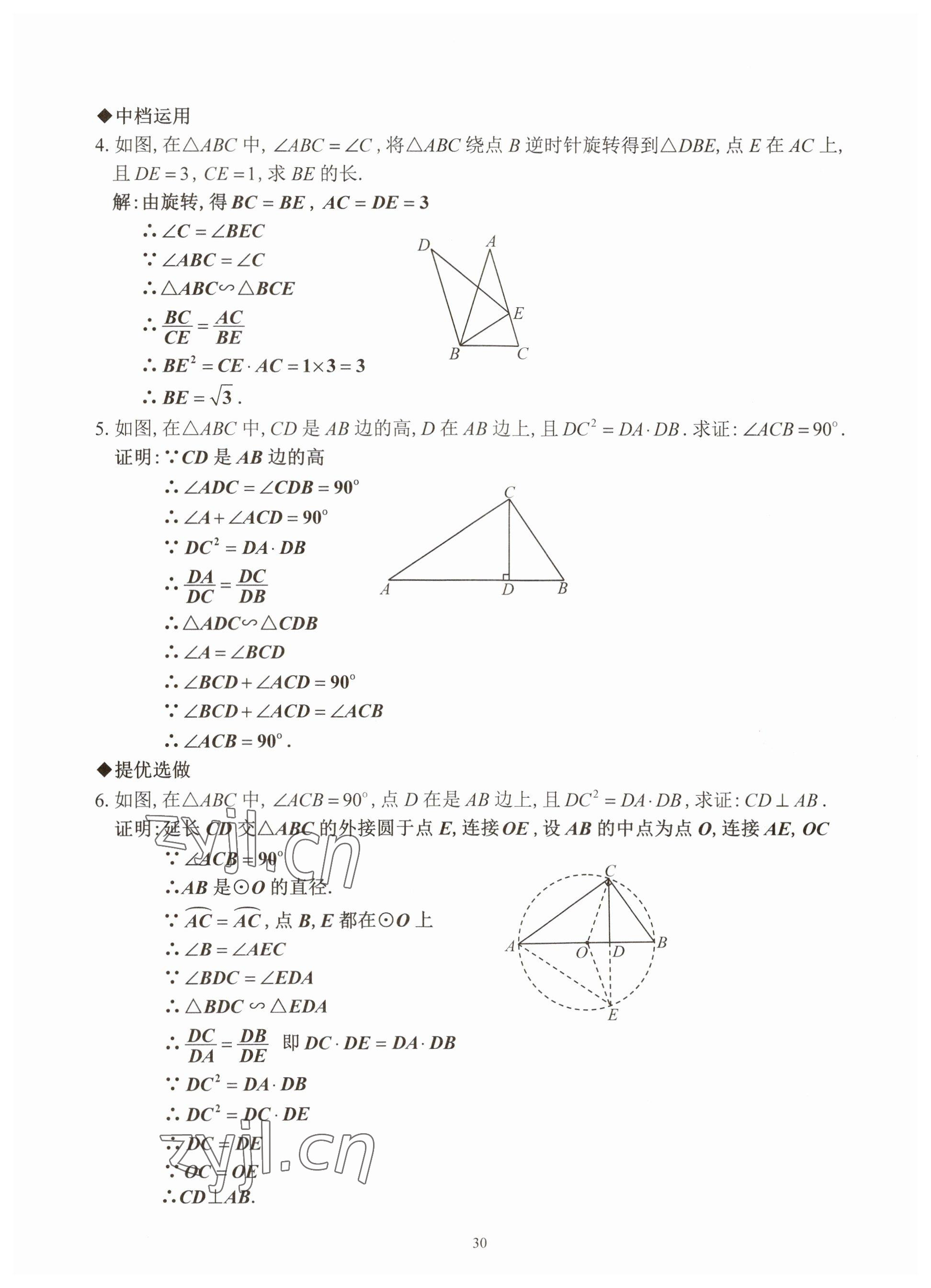 2023年活頁(yè)練習(xí)西安出版社九年級(jí)數(shù)學(xué)下冊(cè)人教版 參考答案第30頁(yè)