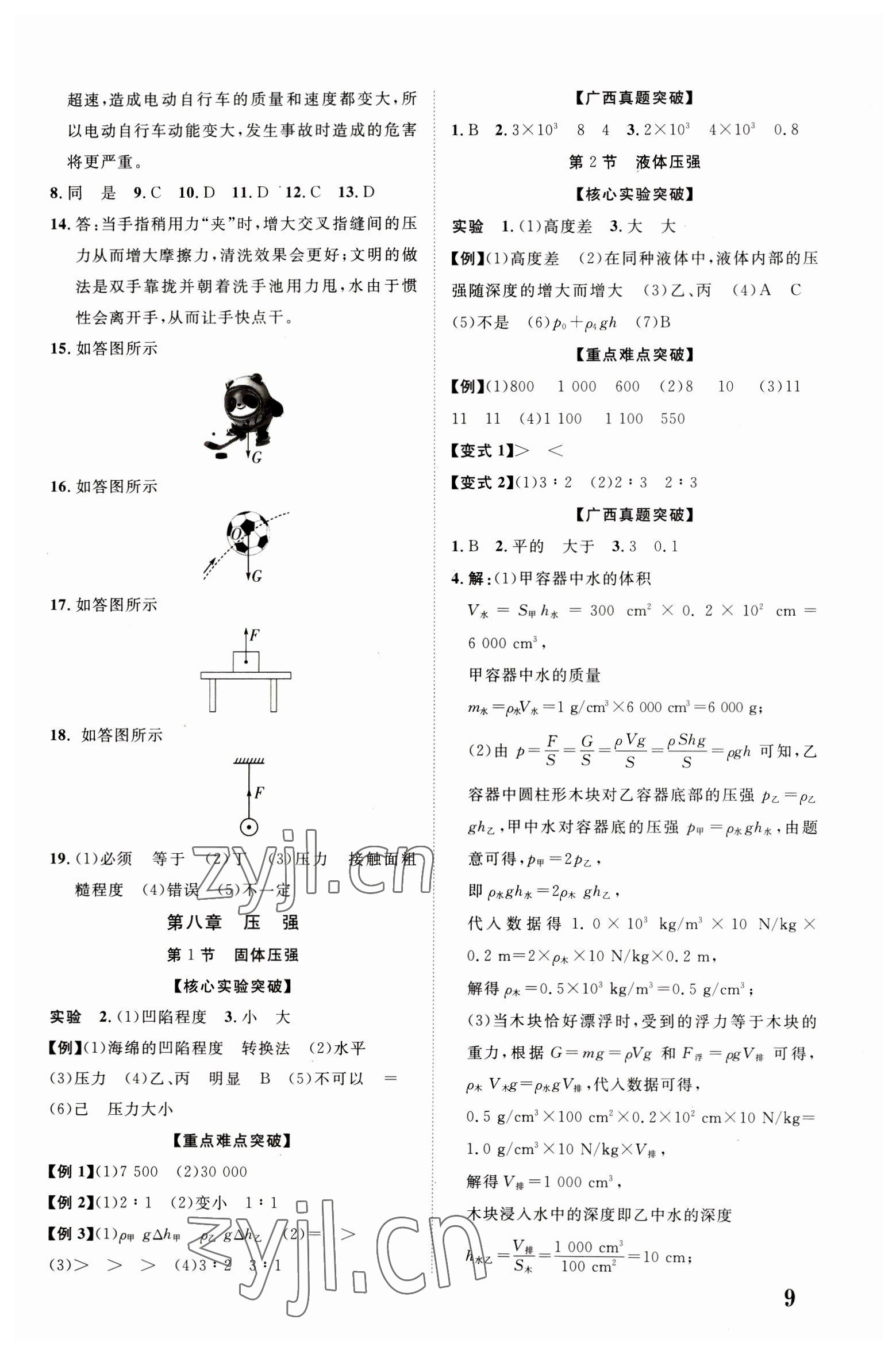 2023年優(yōu)化指導(dǎo)物理廣西專版 參考答案第9頁