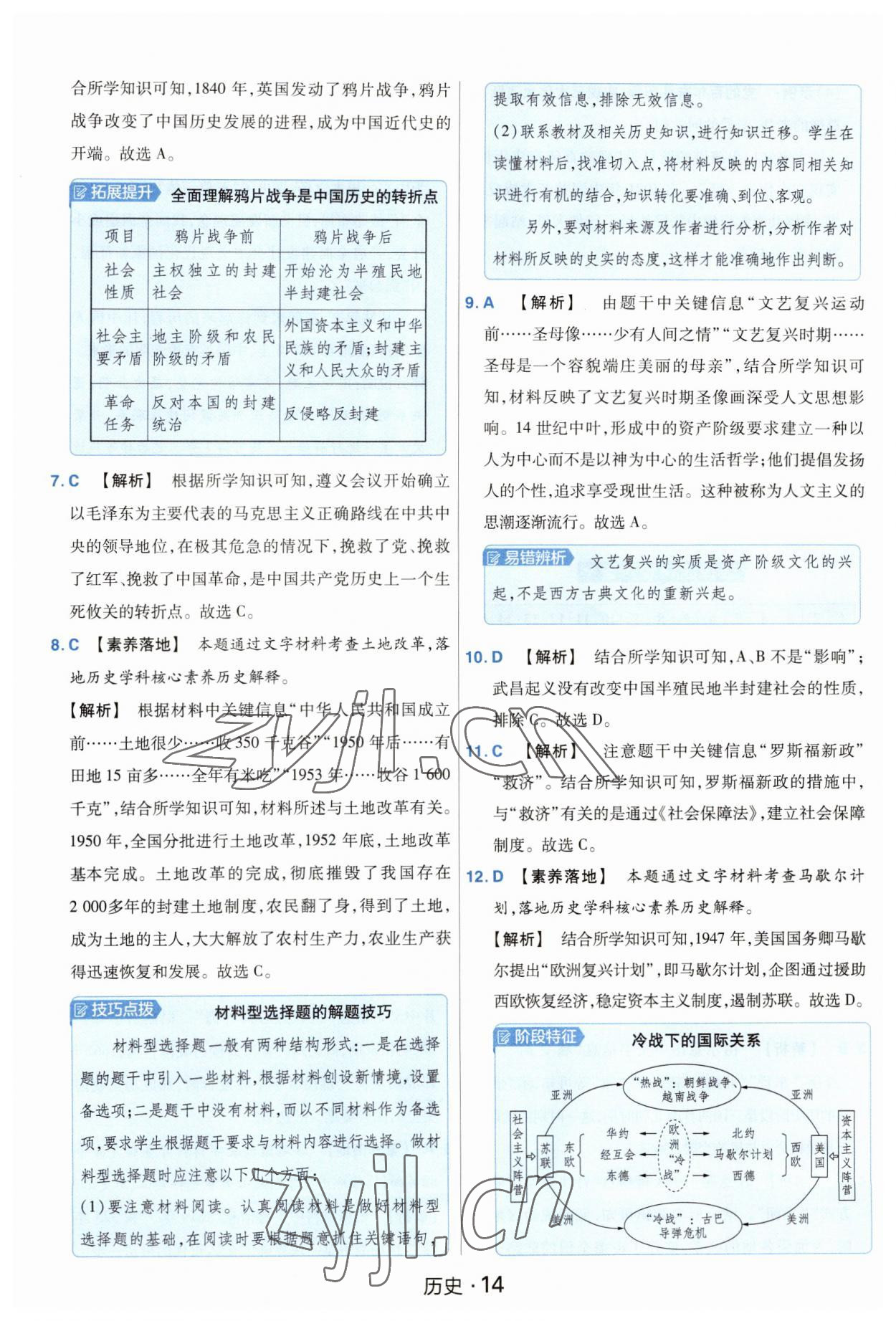 2023年金考卷中考45套匯編歷史山西專版紫色封面 參考答案第14頁