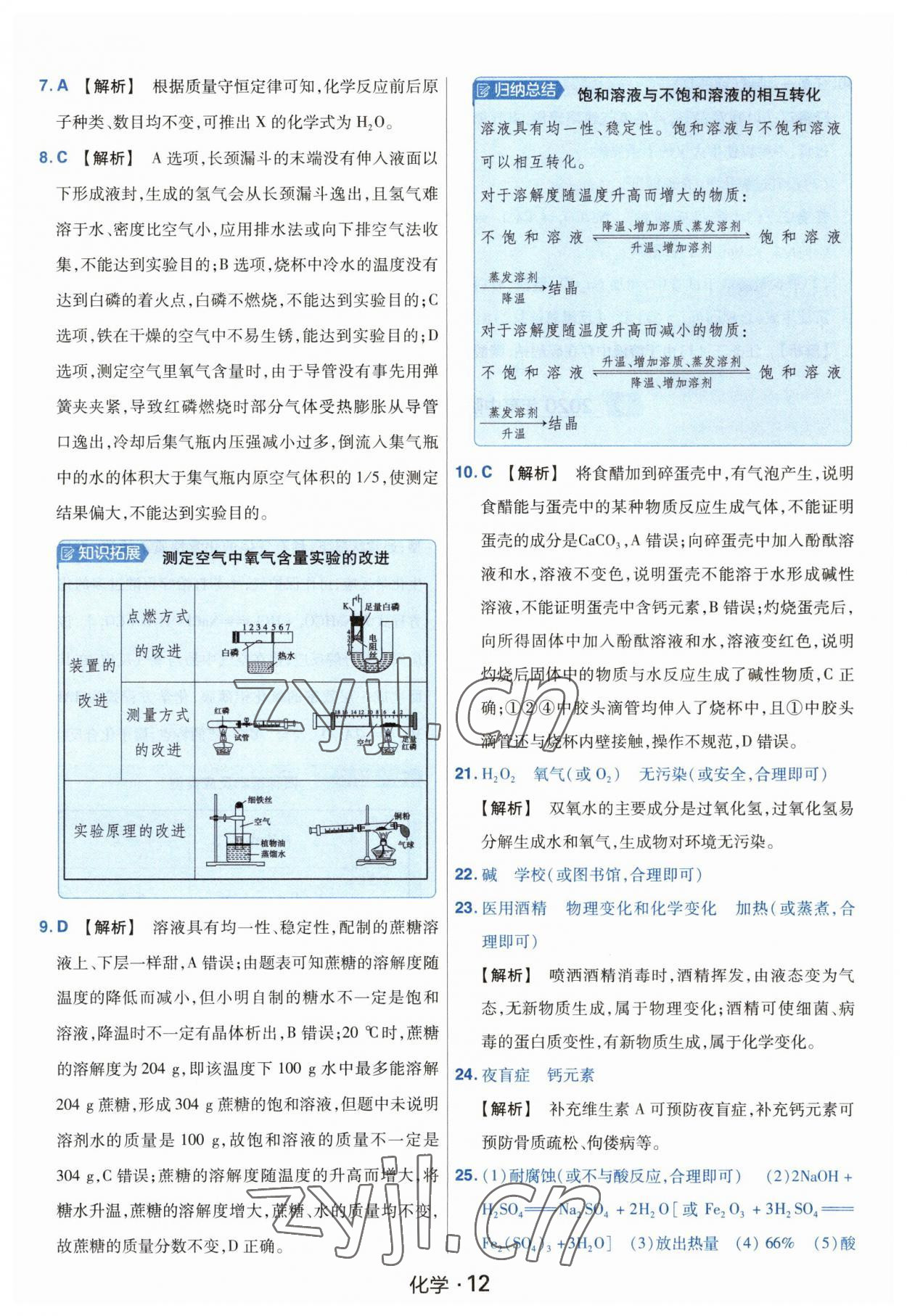 2023年金考卷中考45套匯編化學(xué)山西專版紫色封面 參考答案第12頁