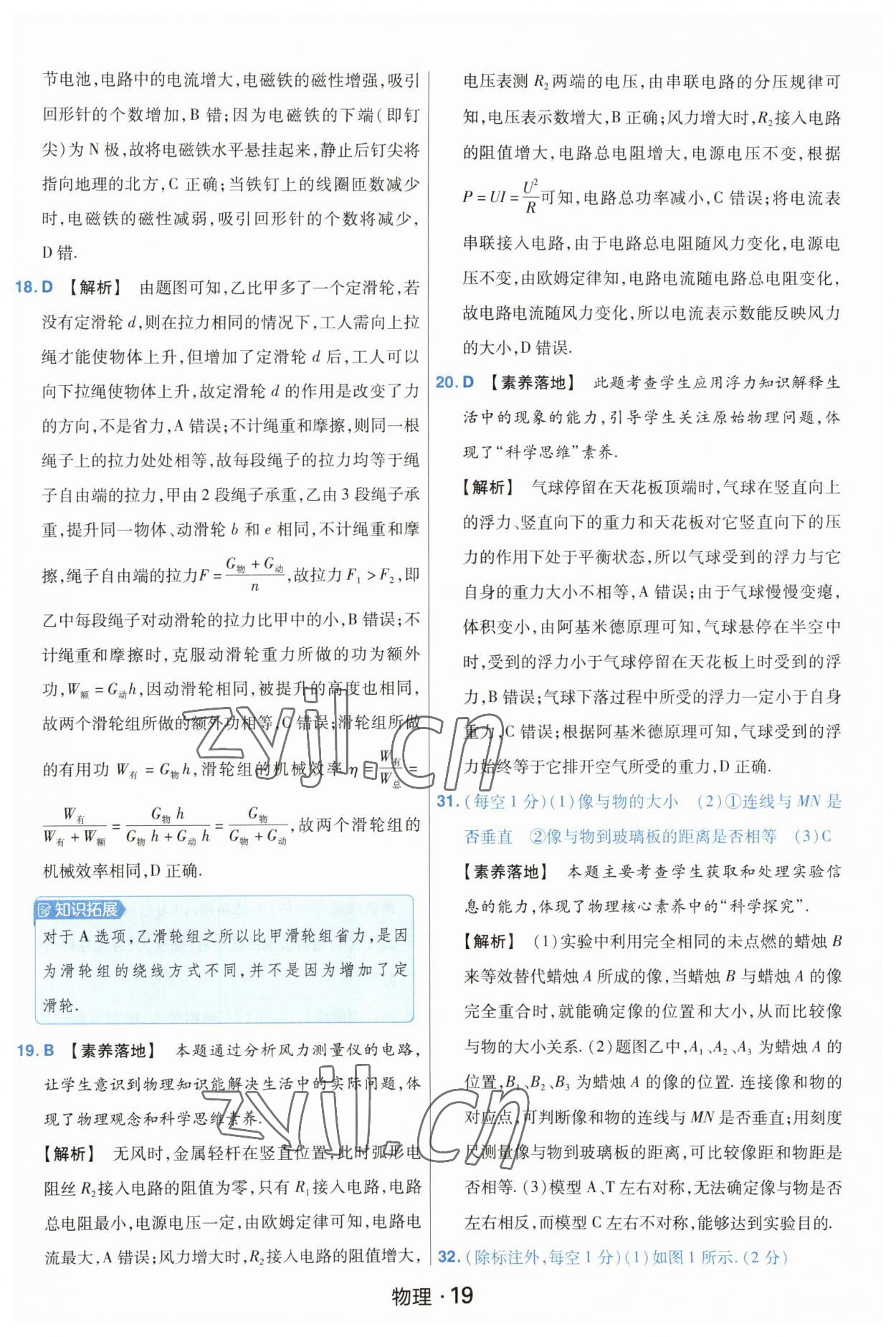 2023年金考卷中考45套匯編物理山西專版紫色封面 參考答案第19頁