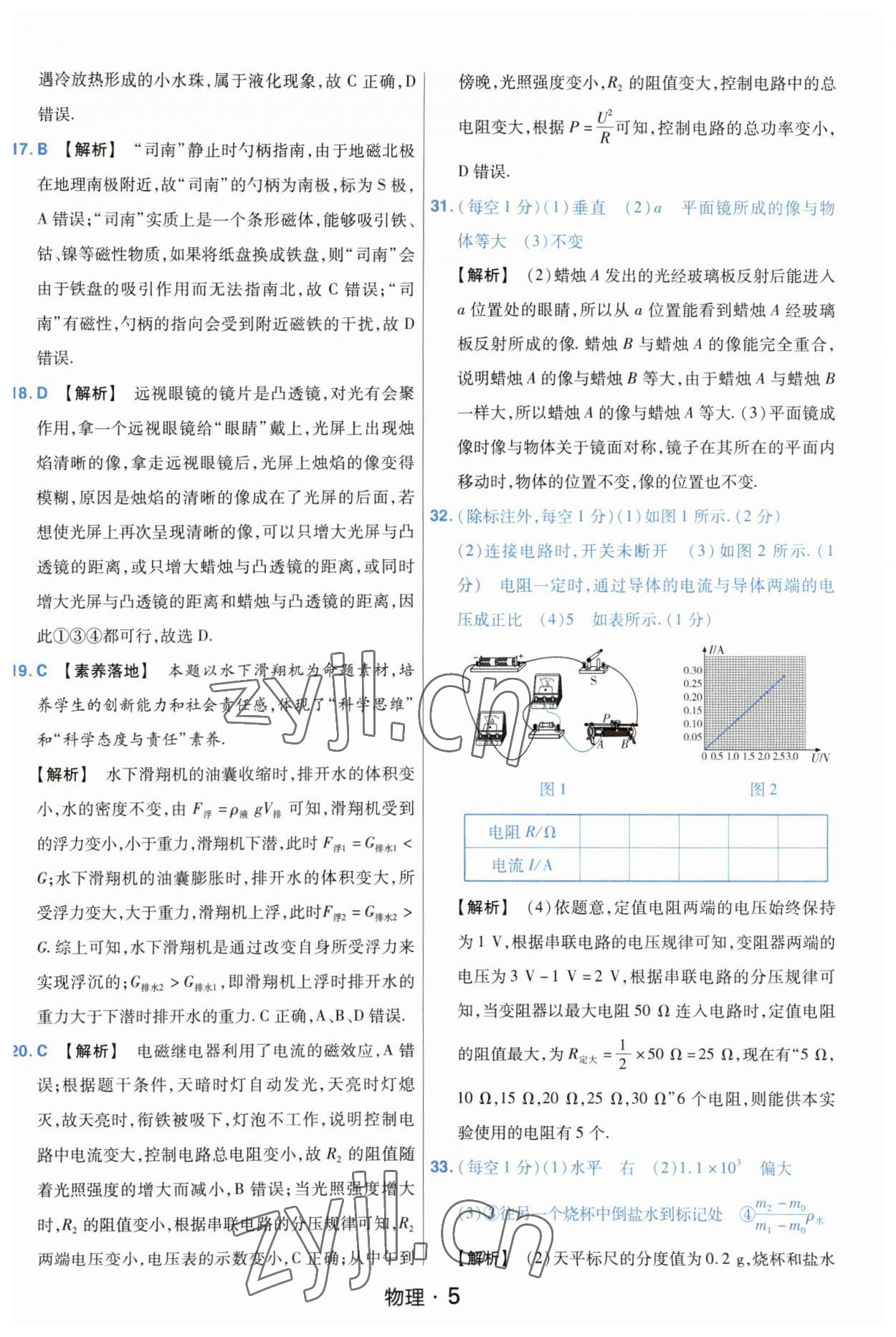 2023年金考卷中考45套匯編物理山西專(zhuān)版紫色封面 參考答案第5頁(yè)