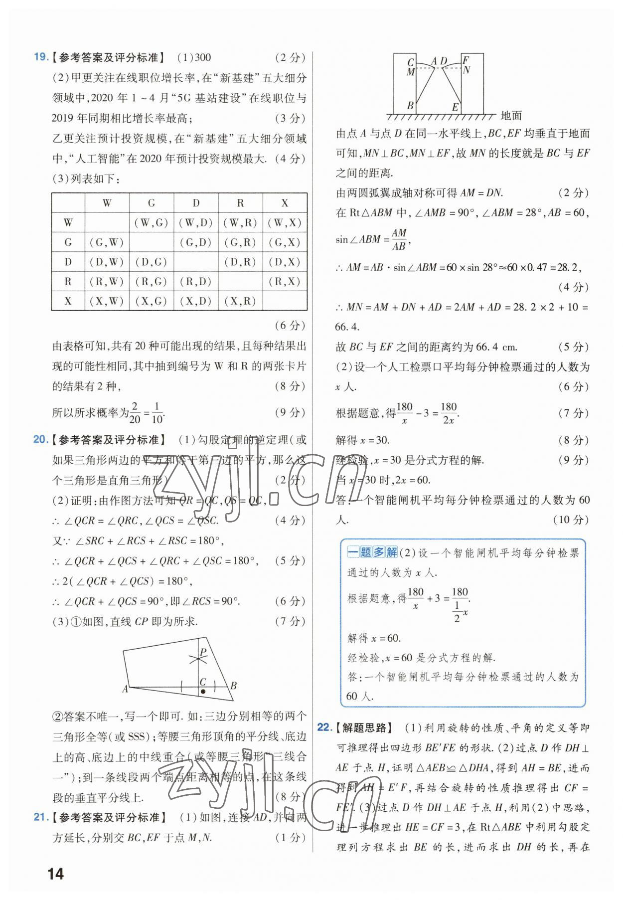 2023年金考卷中考45套匯編數(shù)學山西專版 參考答案第14頁