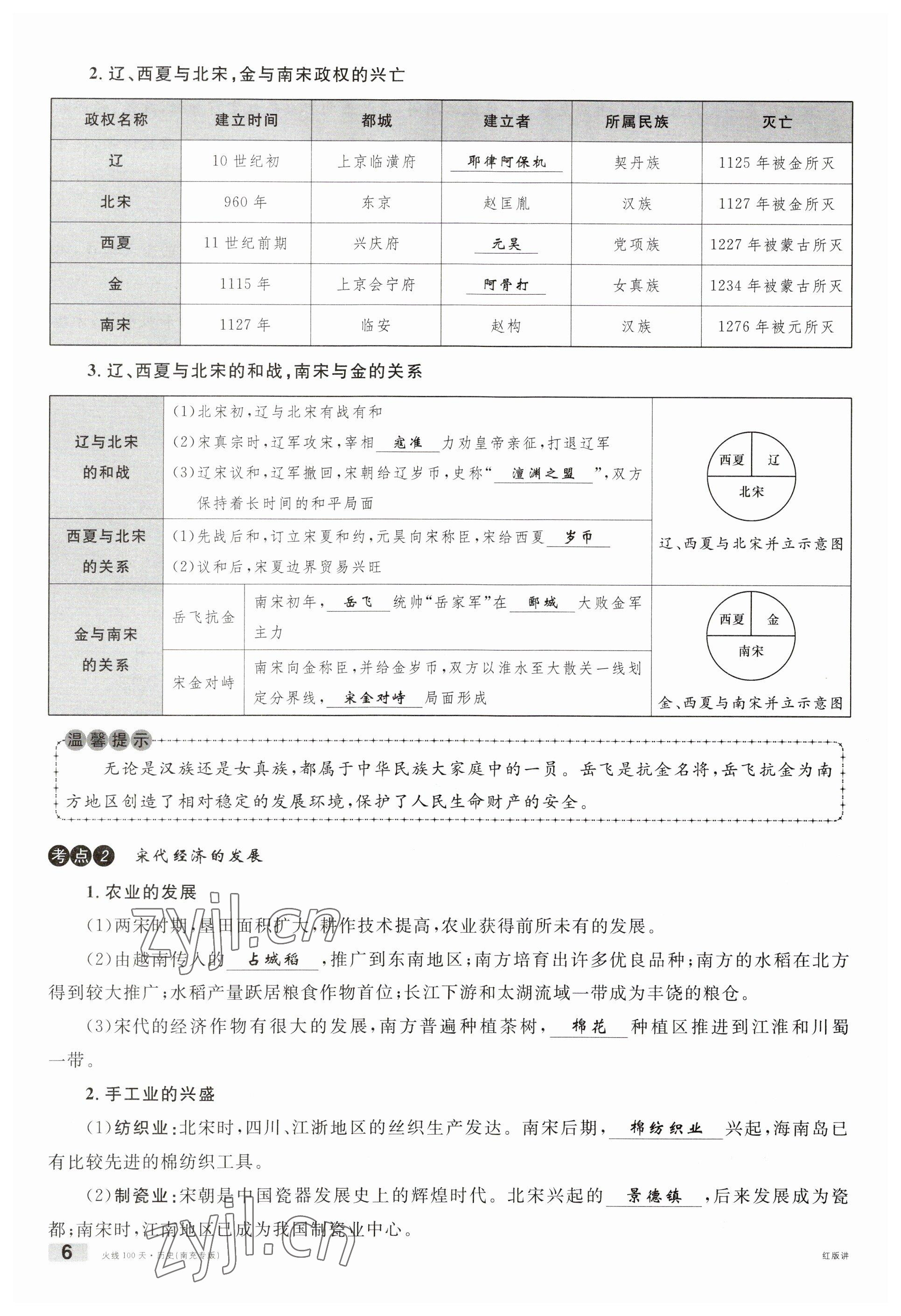 2023年火线100天中考滚动复习法历史南充专版 参考答案第6页