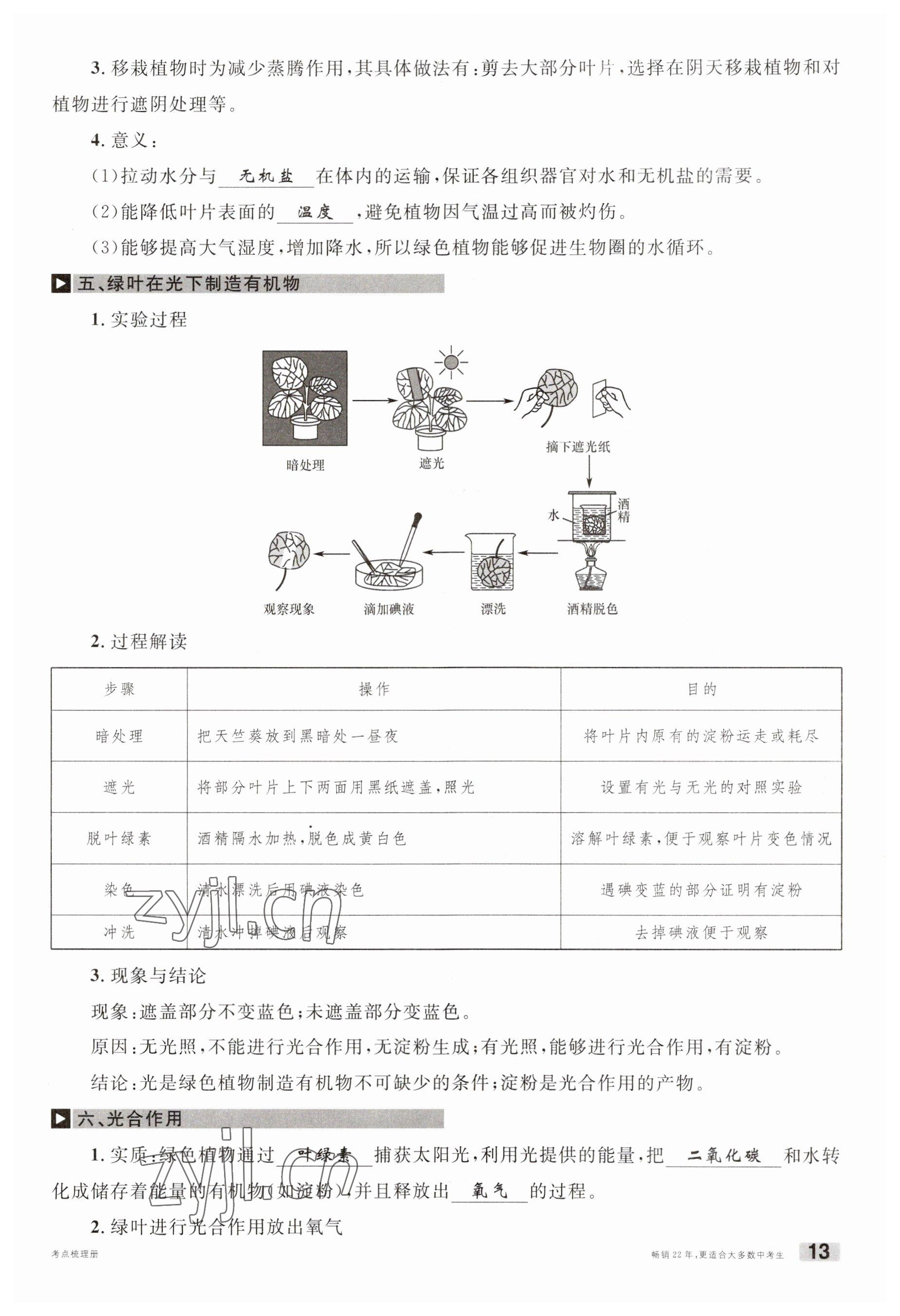 2023年火线100天中考滚动复习法生物南充专版 参考答案第13页