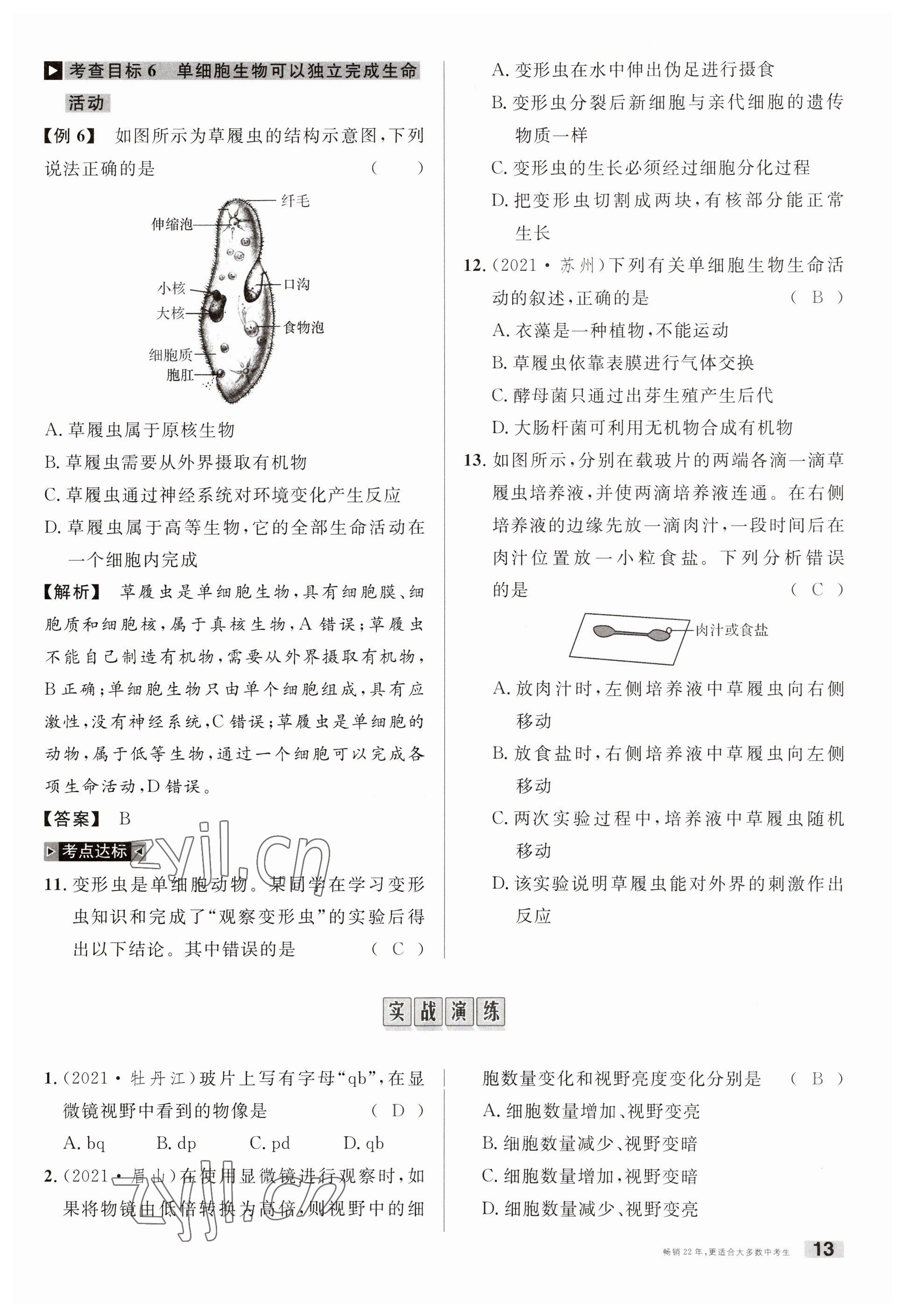 2023年火線100天中考滾動復(fù)習法生物南充專版 參考答案第13頁