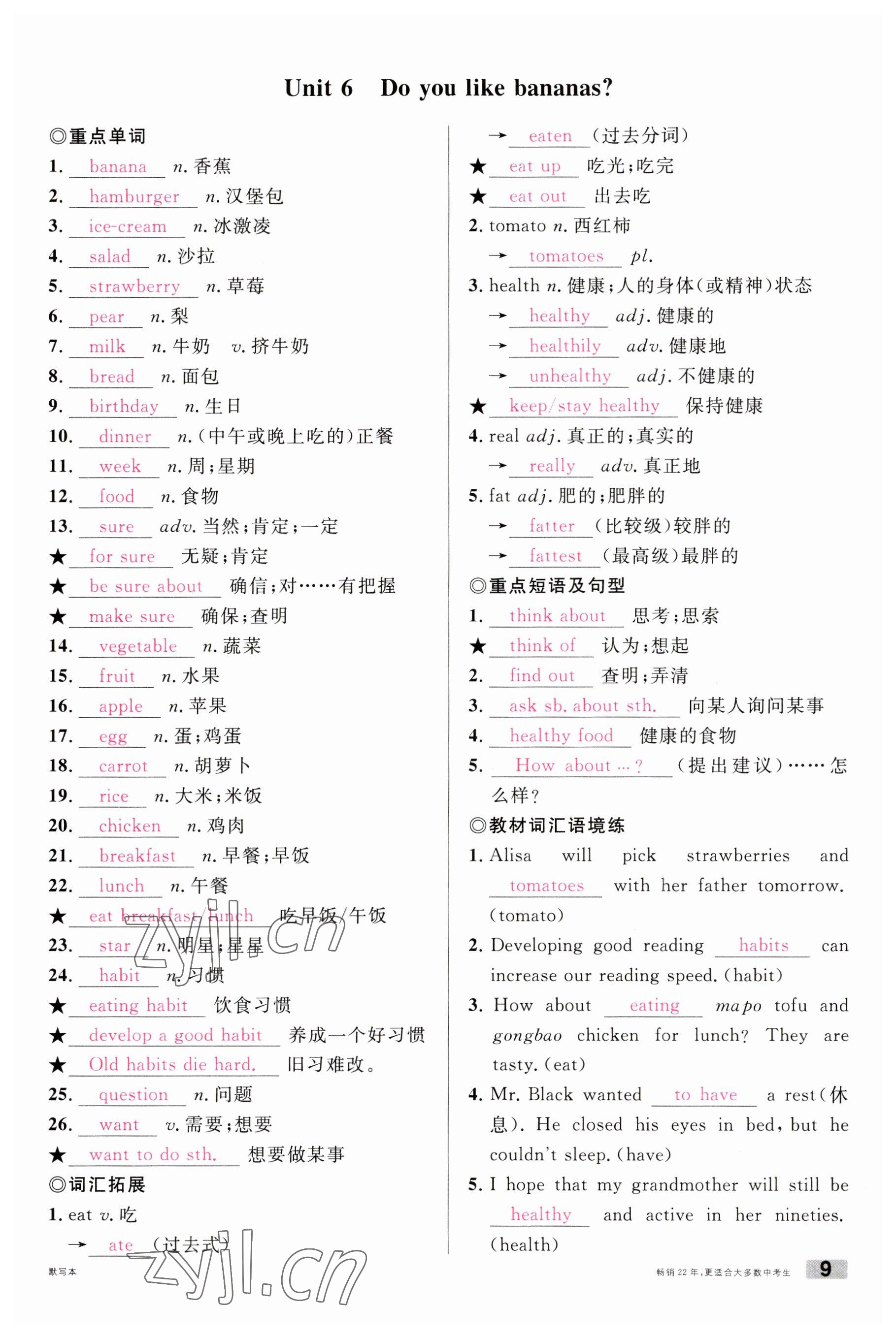 2023年火線100天中考滾動(dòng)復(fù)習(xí)法英語(yǔ)南充專(zhuān)版 參考答案第11頁(yè)