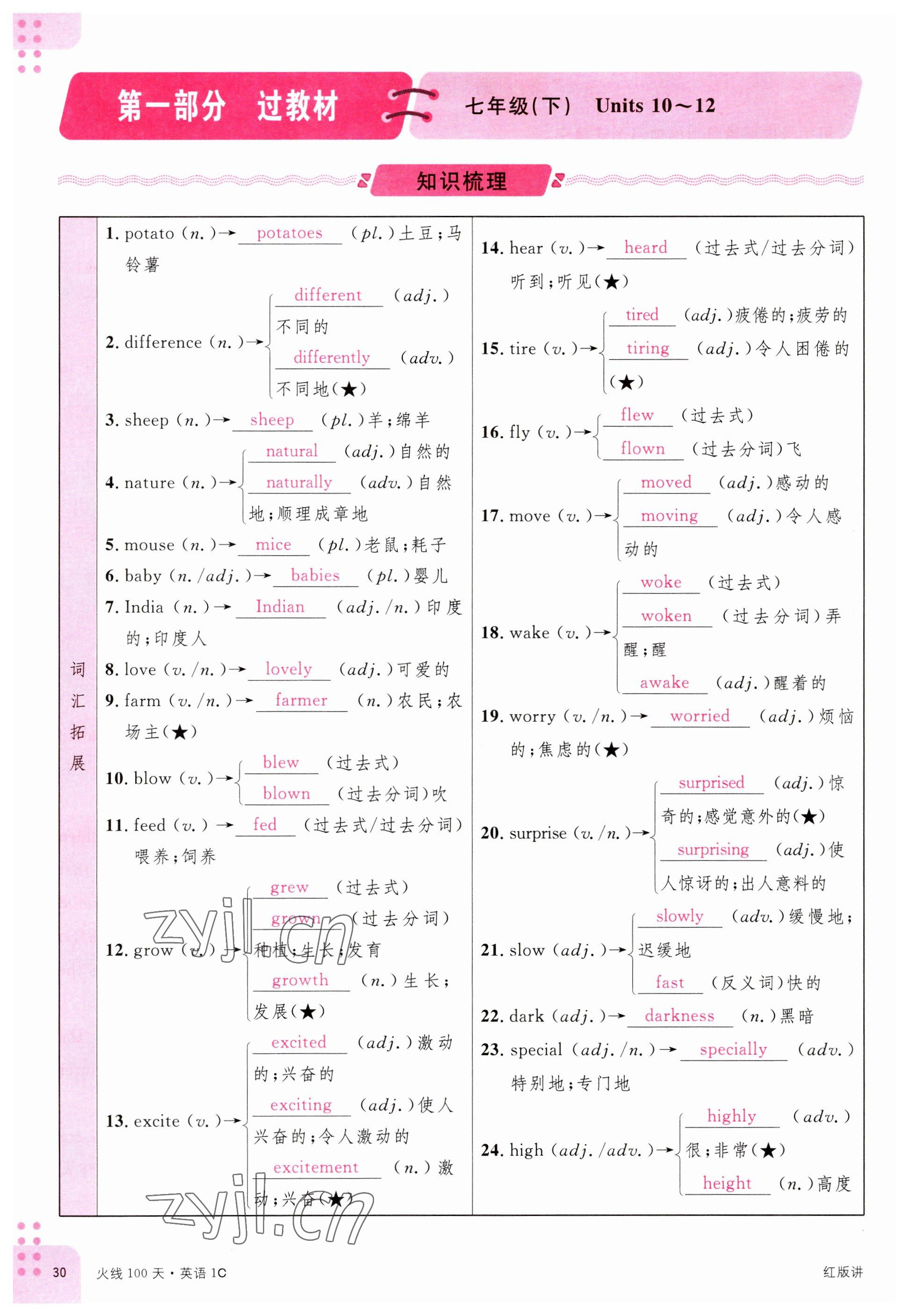 2023年火線100天中考滾動復(fù)習(xí)法英語南充專版 參考答案第28頁