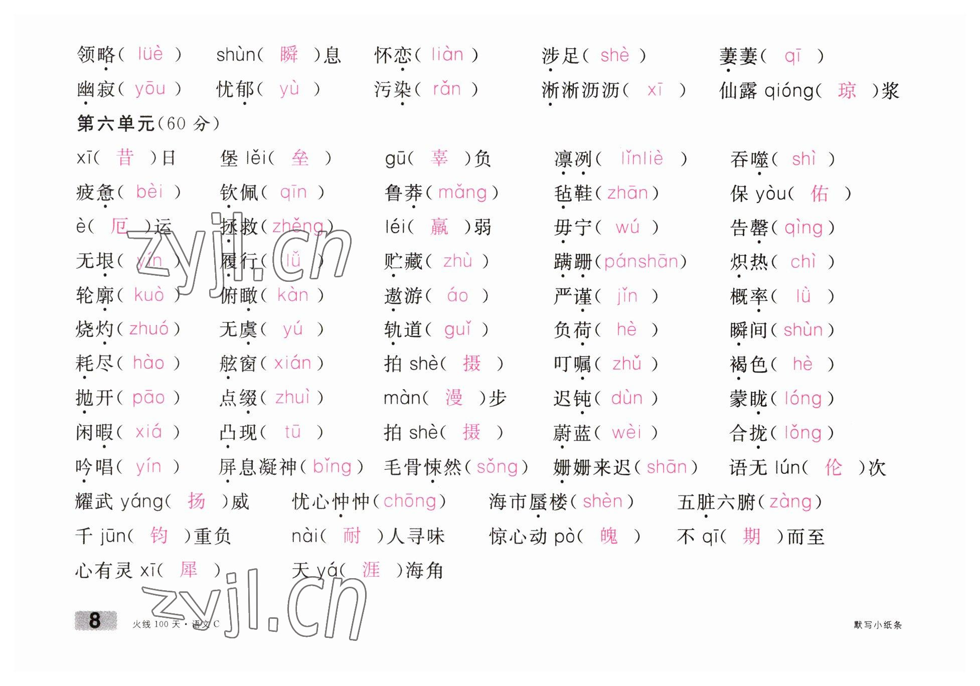 2023年火線(xiàn)100天中考滾動(dòng)復(fù)習(xí)法語(yǔ)文南充專(zhuān)版 參考答案第8頁(yè)