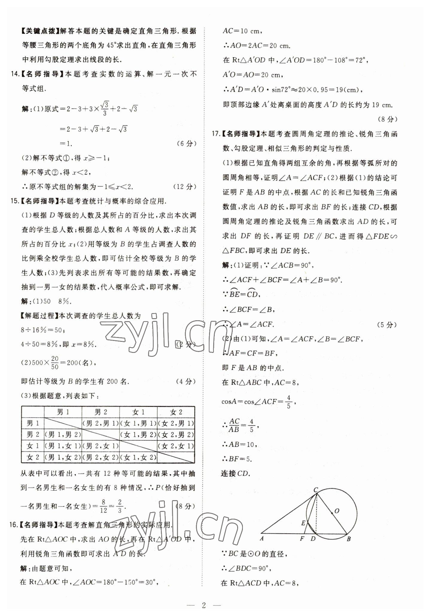 2023年智慧萬羽中考試題薈萃數學四川中考 參考答案第2頁