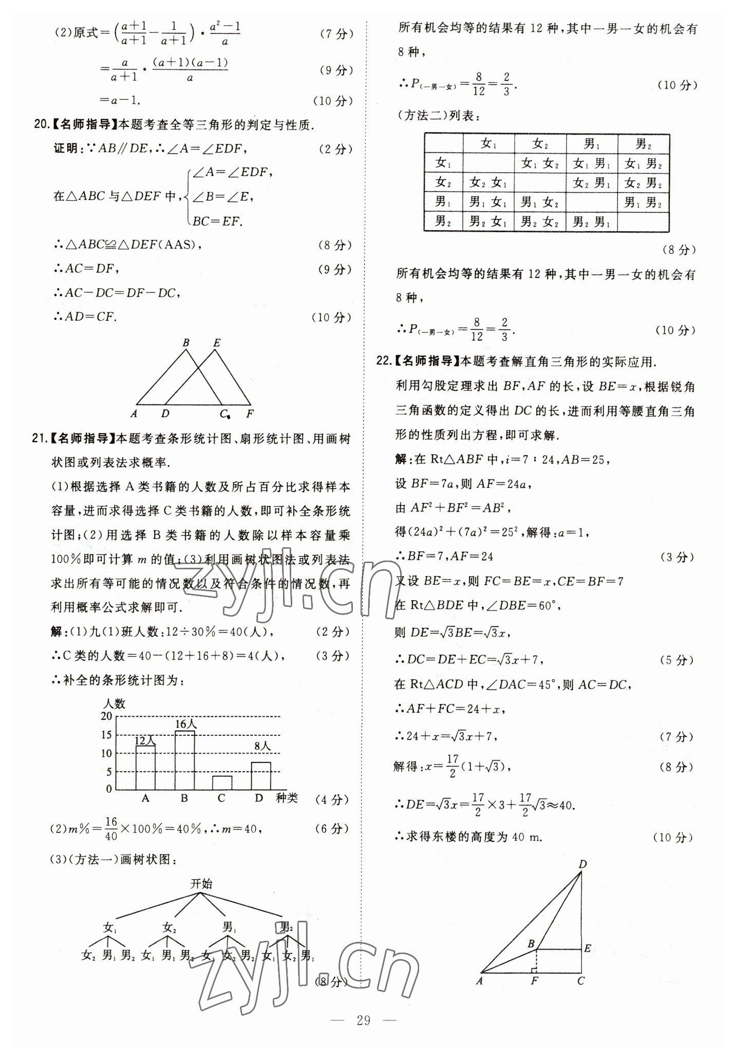 2023年智慧萬羽中考試題薈萃數(shù)學(xué)四川中考 參考答案第29頁