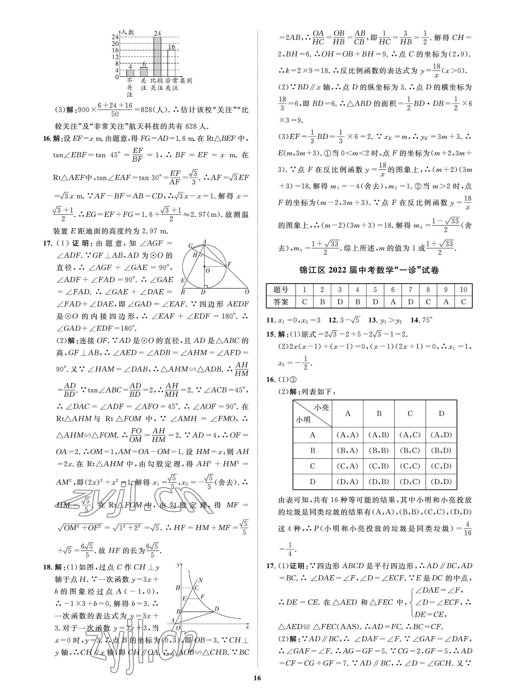 2023年中考必刷真题精选数学成都专版 参考答案第16页