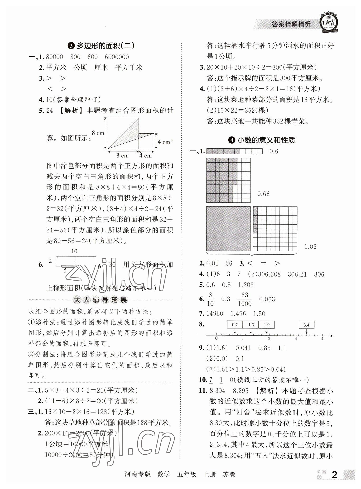 2022年王朝霞各地期末試卷精選五年級數(shù)學(xué)上冊蘇教版河南專版 參考答案第2頁