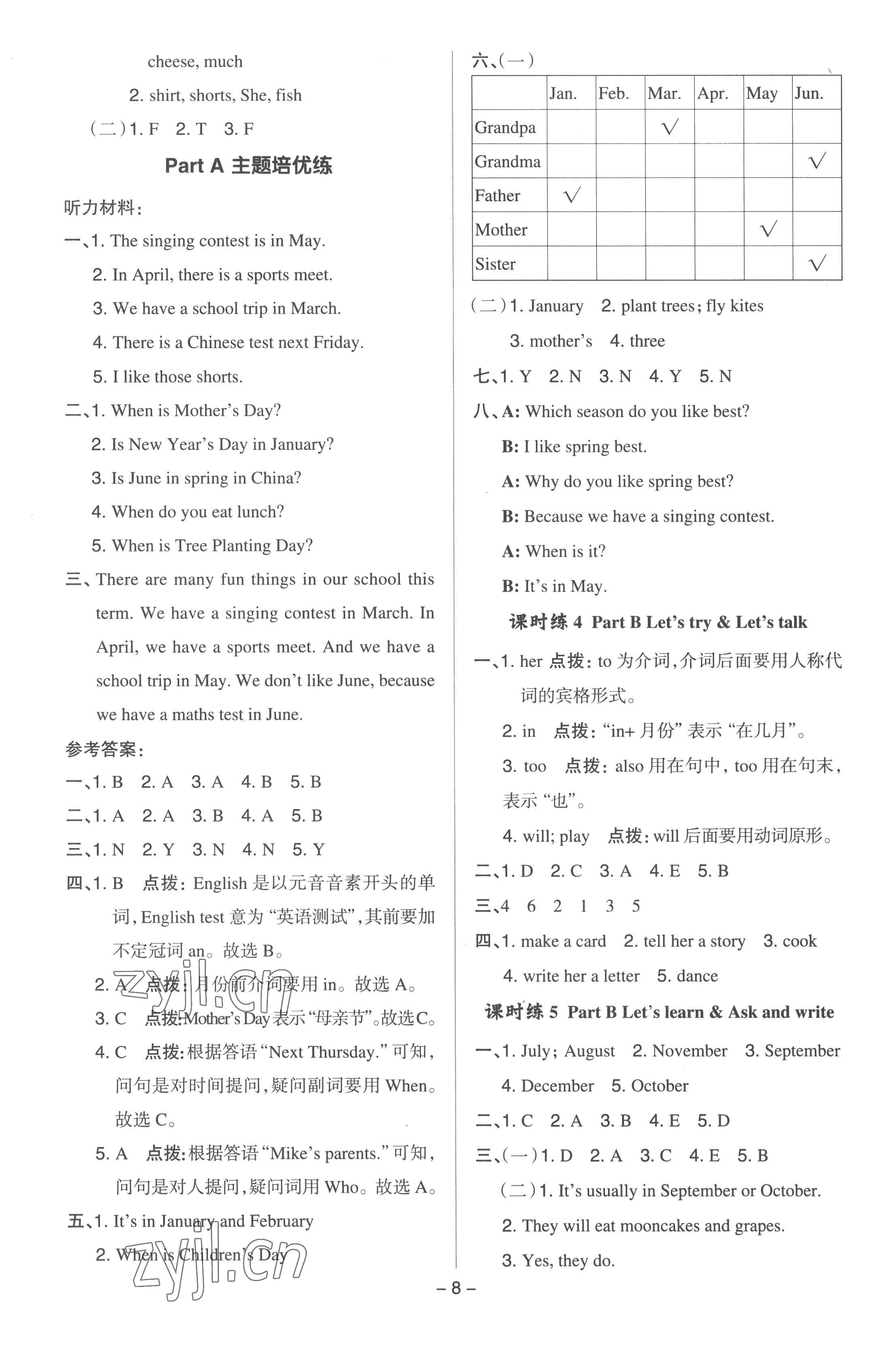 2023年综合应用创新题典中点五年级英语下册人教版浙江专版 参考答案第7页