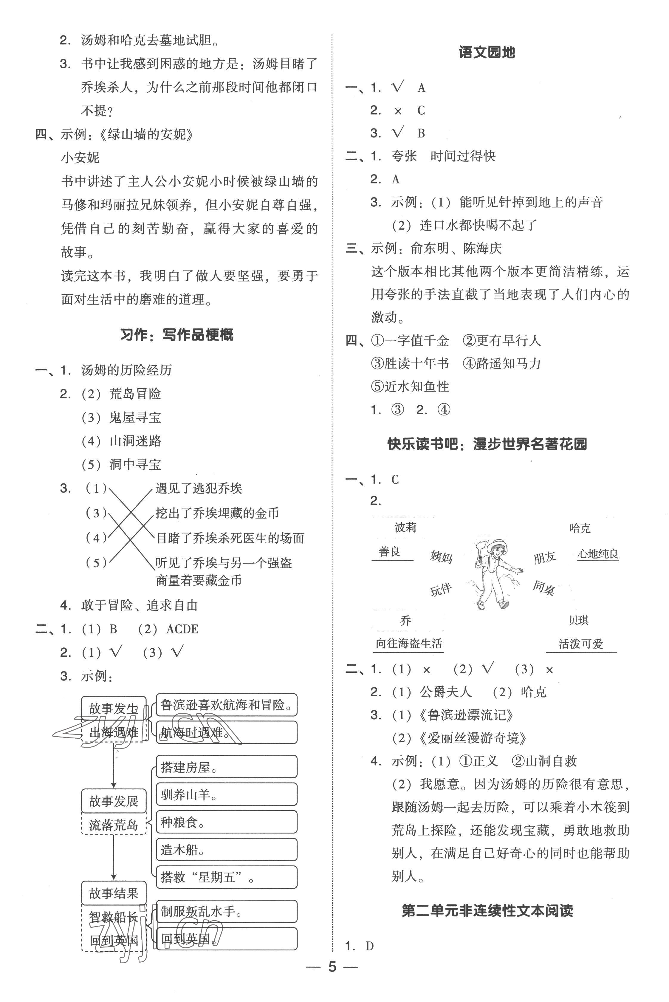 2023年综合应用创新题典中点六年级语文下册人教版浙江专版 参考答案第5页