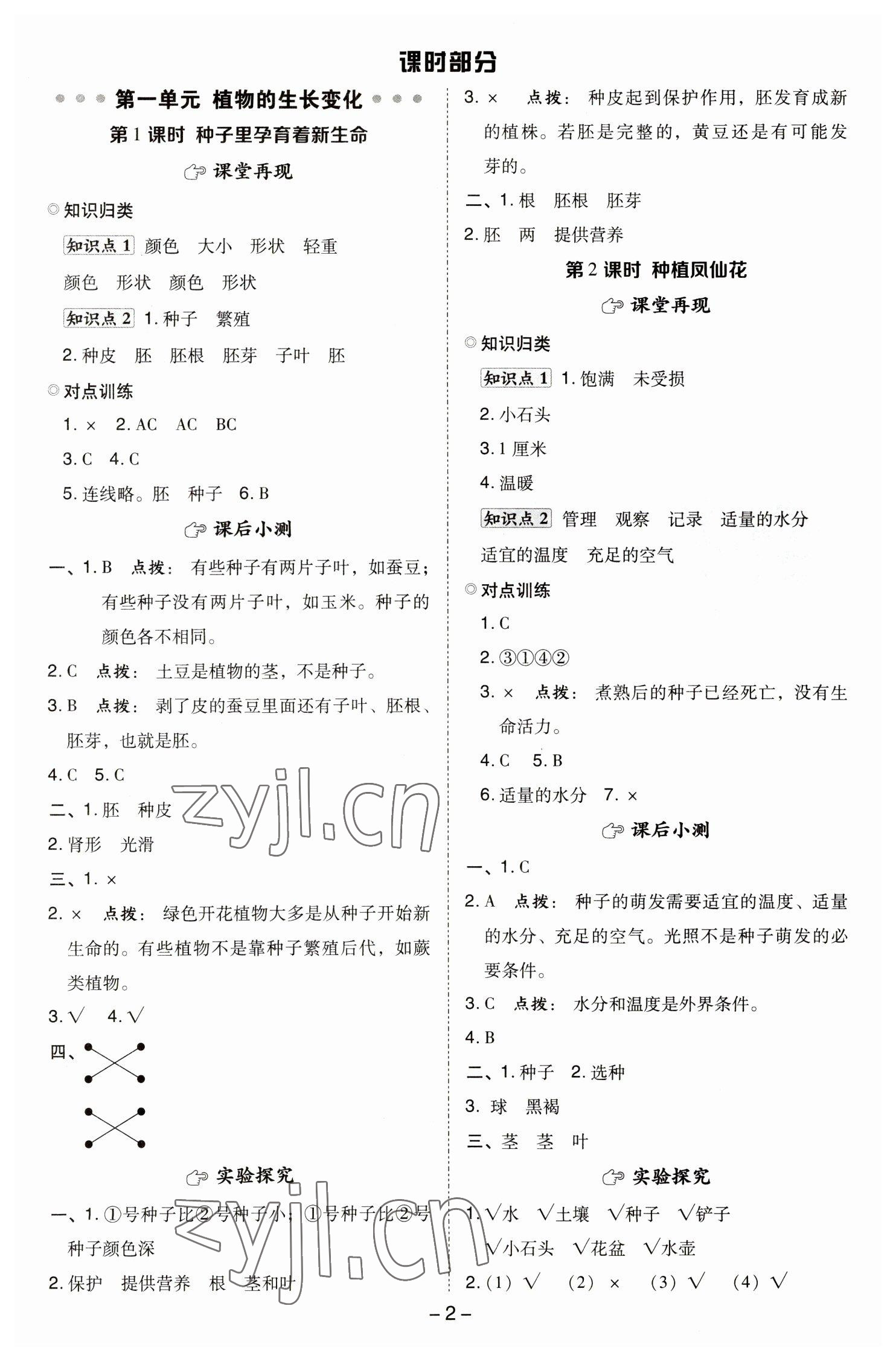 2023年綜合應用創(chuàng)新題典中點四年級科學下冊教科版 參考答案第1頁