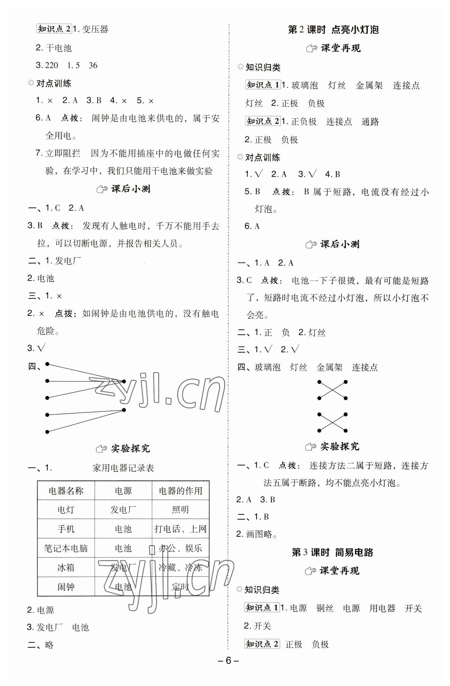 2023年綜合應(yīng)用創(chuàng)新題典中點四年級科學(xué)下冊教科版 參考答案第5頁