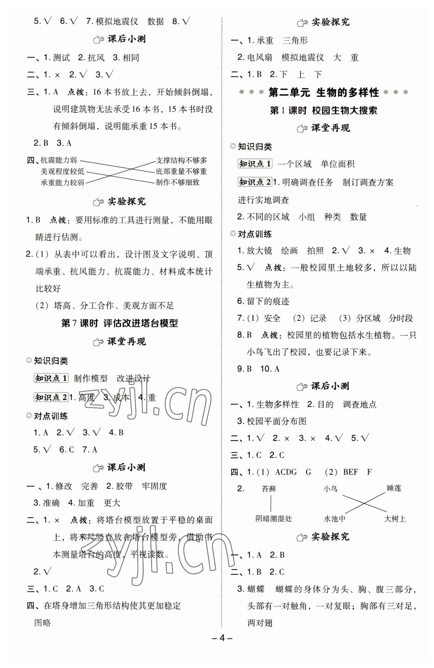 2023年綜合應(yīng)用創(chuàng)新題典中點六年級科學下冊教科版 參考答案第3頁