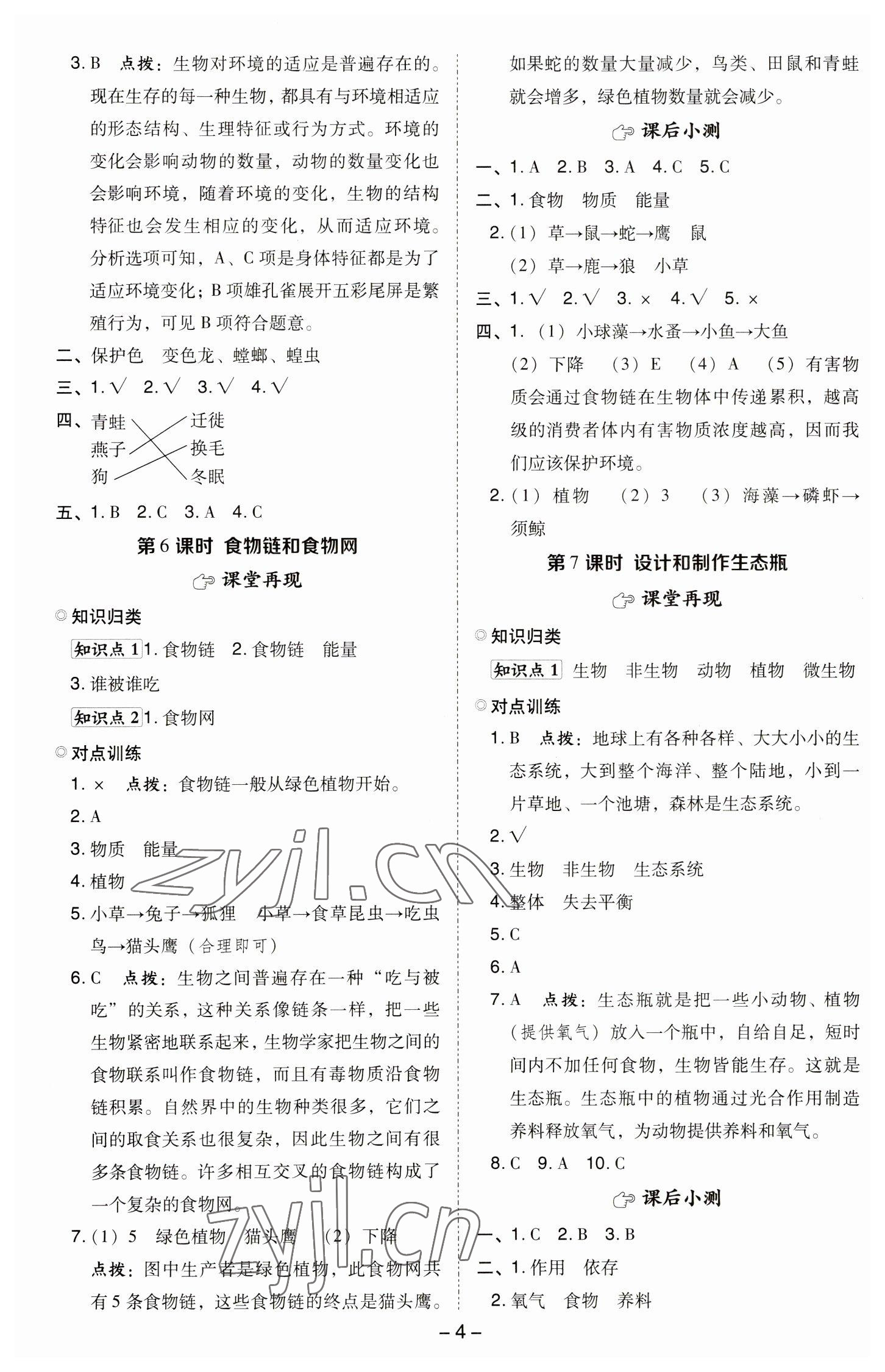 2023年綜合應用創(chuàng)新題典中點五年級科學下冊教科版 參考答案第3頁