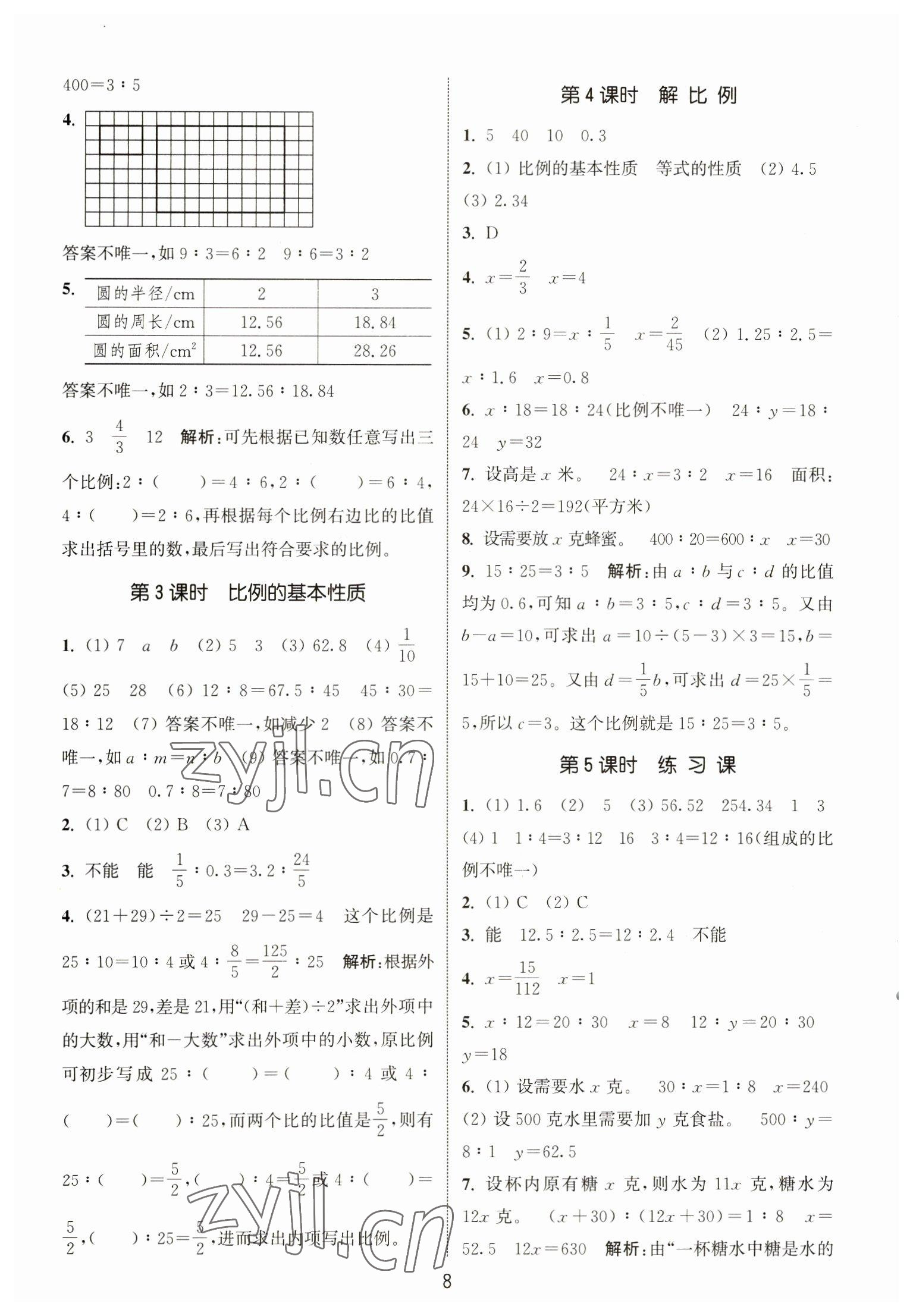 2023年通城學(xué)典課時(shí)作業(yè)本六年級(jí)數(shù)學(xué)下冊(cè)蘇教版江蘇專版 第8頁