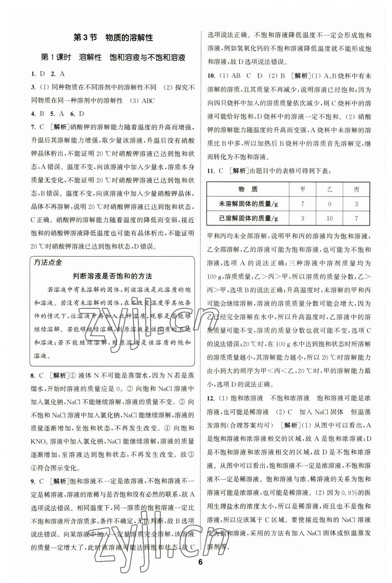 2023年拔尖特训九年级化学下册沪教版 参考答案第6页