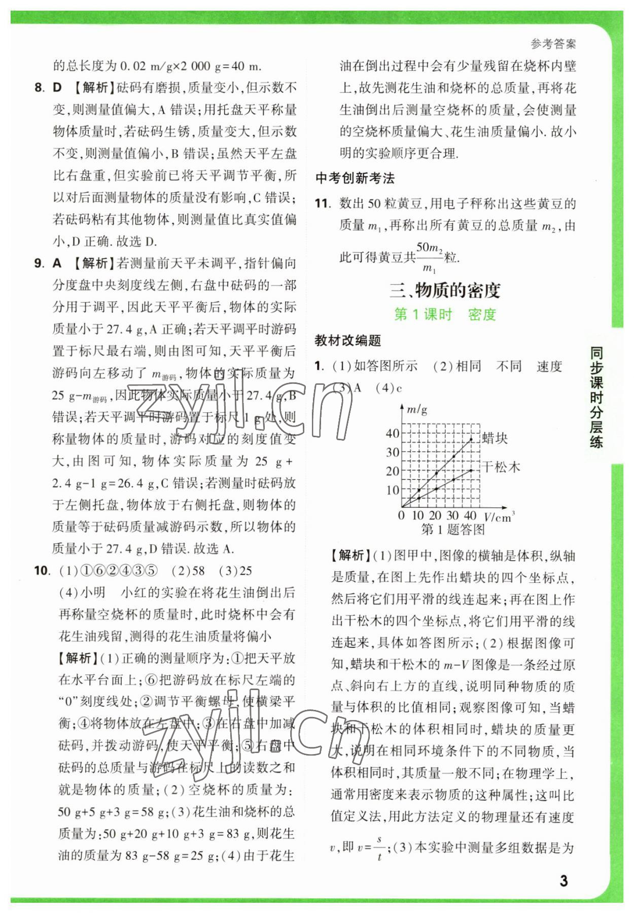 2023年萬唯中考基礎(chǔ)題八年級物理下冊蘇科版 參考答案第3頁