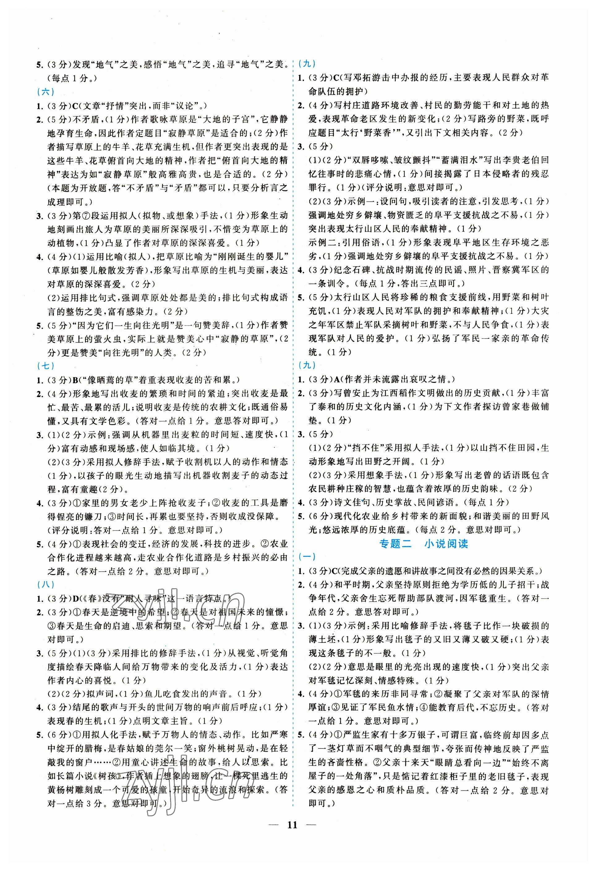 2023年新啟航中考總復習語文福建專版 參考答案第11頁