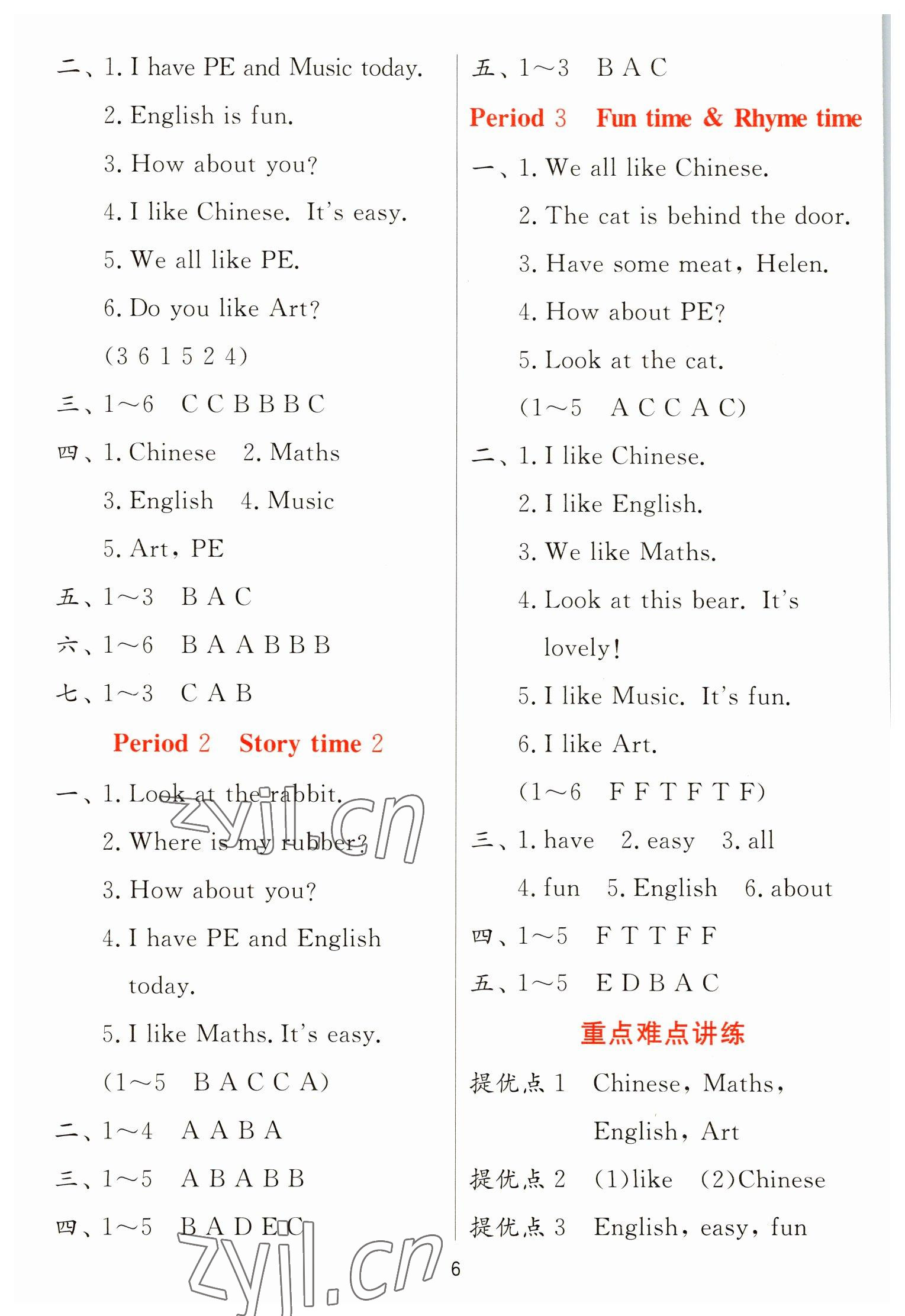 2023年實(shí)驗(yàn)班提優(yōu)訓(xùn)練二年級(jí)英語下冊(cè)譯林版江蘇專版 參考答案第6頁