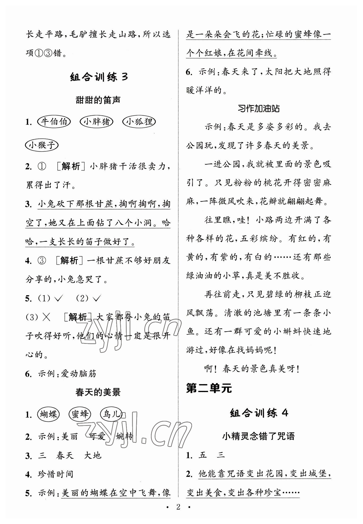 2023年通城学典小学语文阅读与写作组合训练二年级下册通用版 第2页