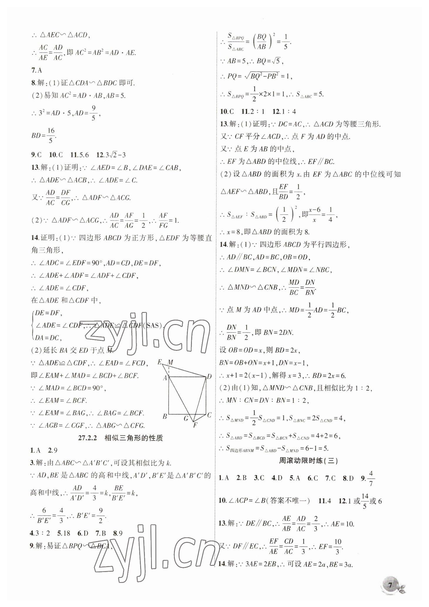 2023年创新课堂创新作业本九年级数学下册人教版 第7页