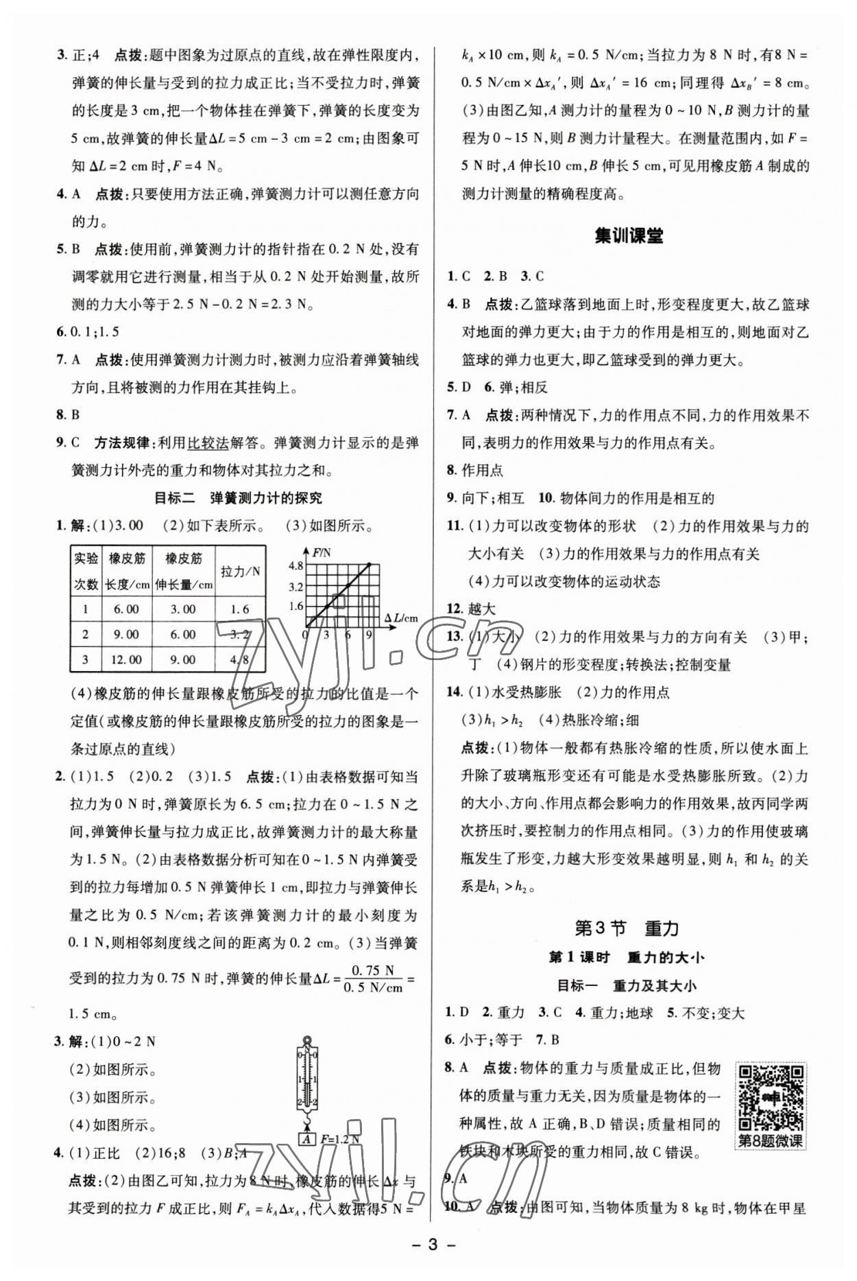 2023年綜合應(yīng)用創(chuàng)新題典中點(diǎn)八年級物理下冊人教版 參考答案第2頁