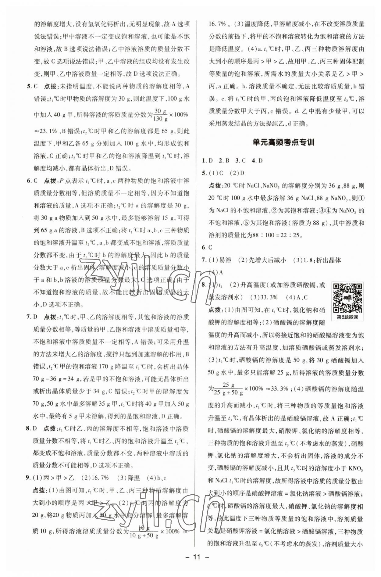 2023年综合应用创新题典中点九年级化学下册人教版 参考答案第10页