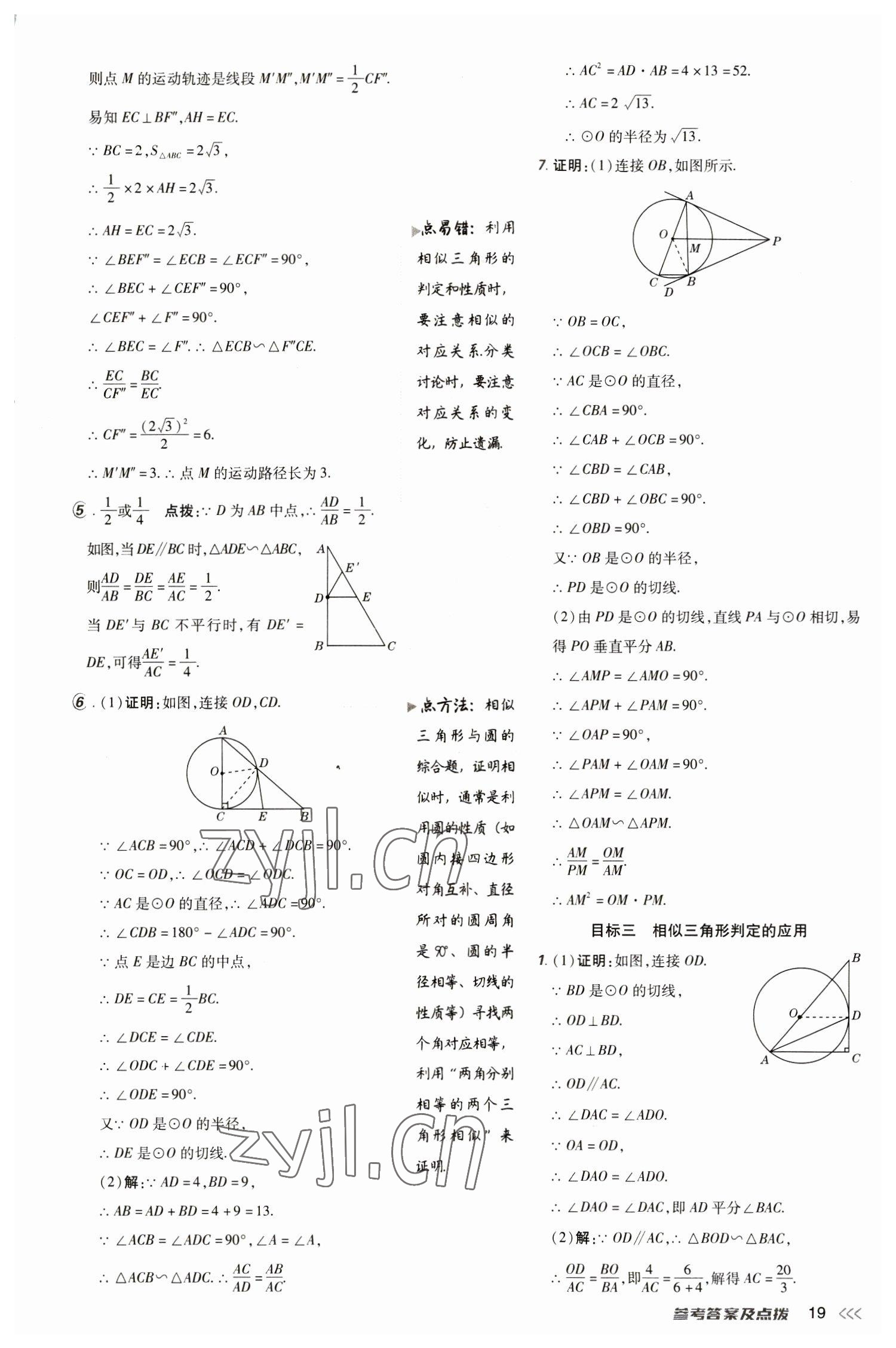 2023年綜合應(yīng)用創(chuàng)新題典中點九年級數(shù)學下冊人教版 參考答案第19頁