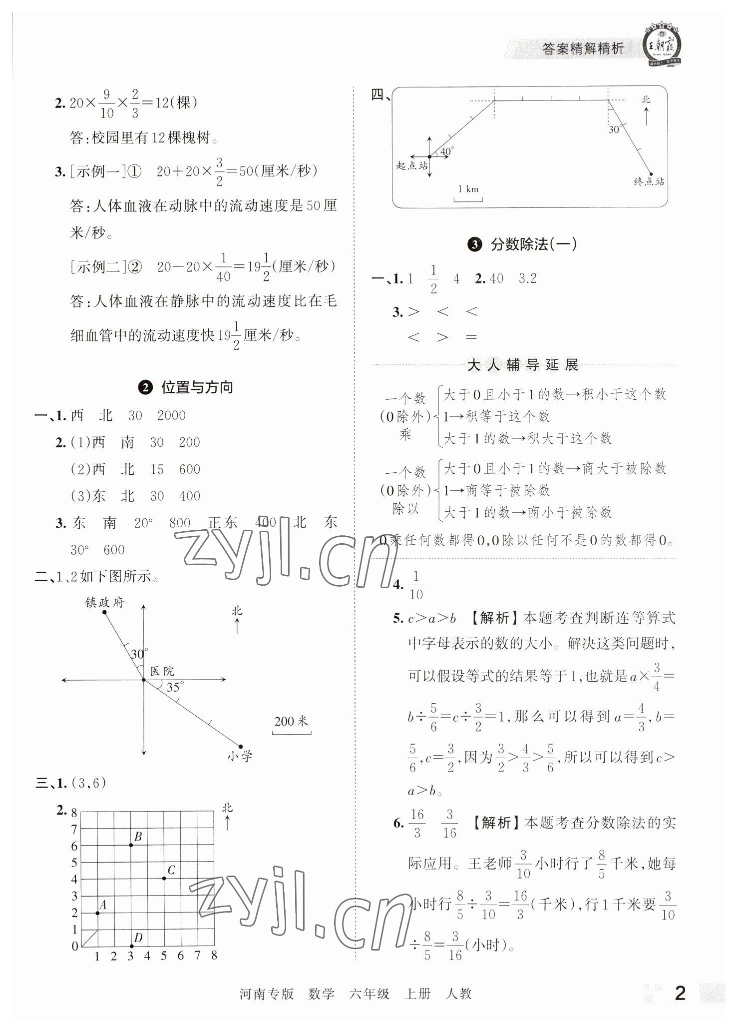 2022年王朝霞各地期末試卷精選六年級數(shù)學(xué)上冊人教版河南專版 參考答案第2頁