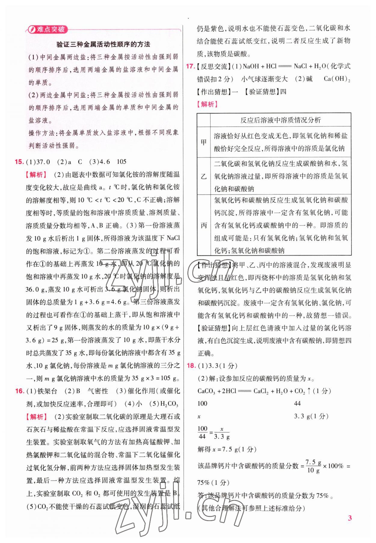 2023年金考卷45套匯編化學(xué)陜西專(zhuān)版 參考答案第3頁(yè)