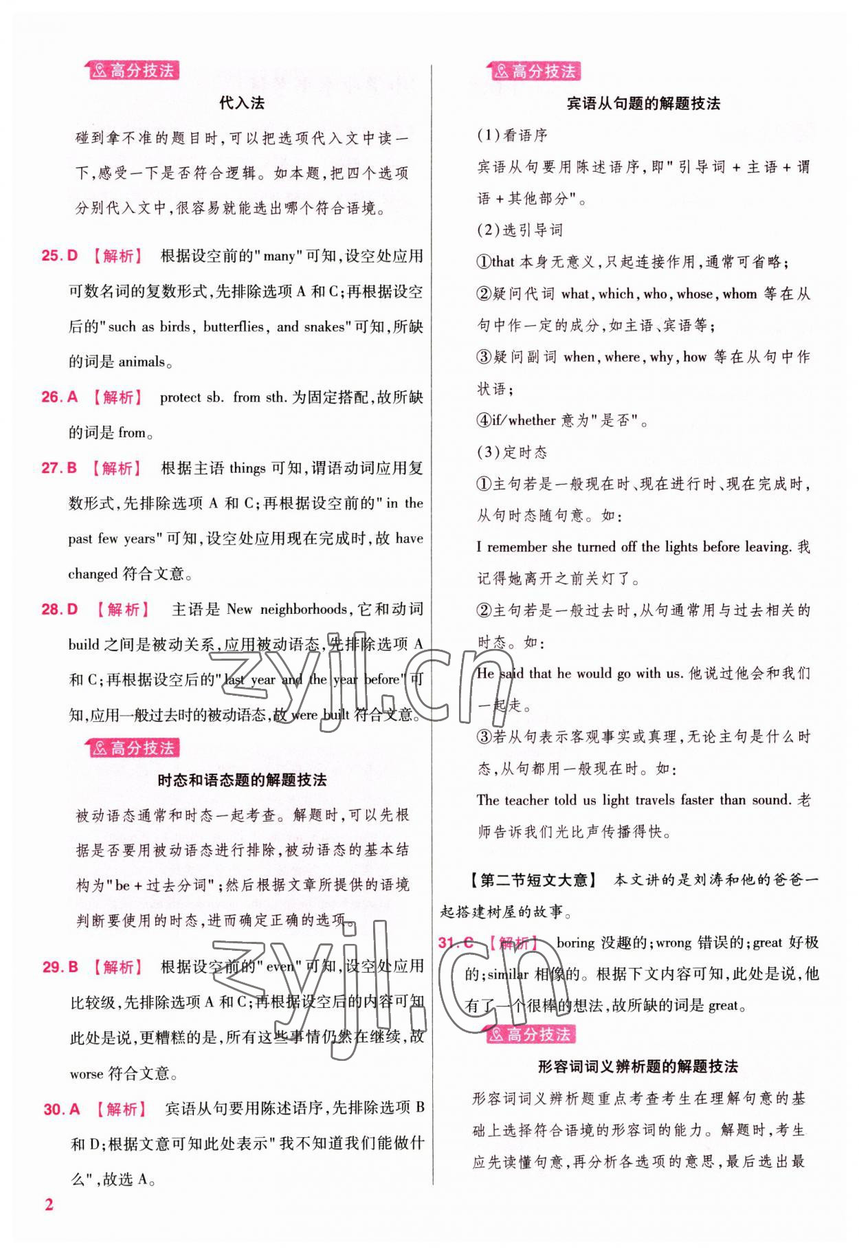 2023年金考卷45套匯編英語(yǔ)陜西專版 參考答案第2頁(yè)