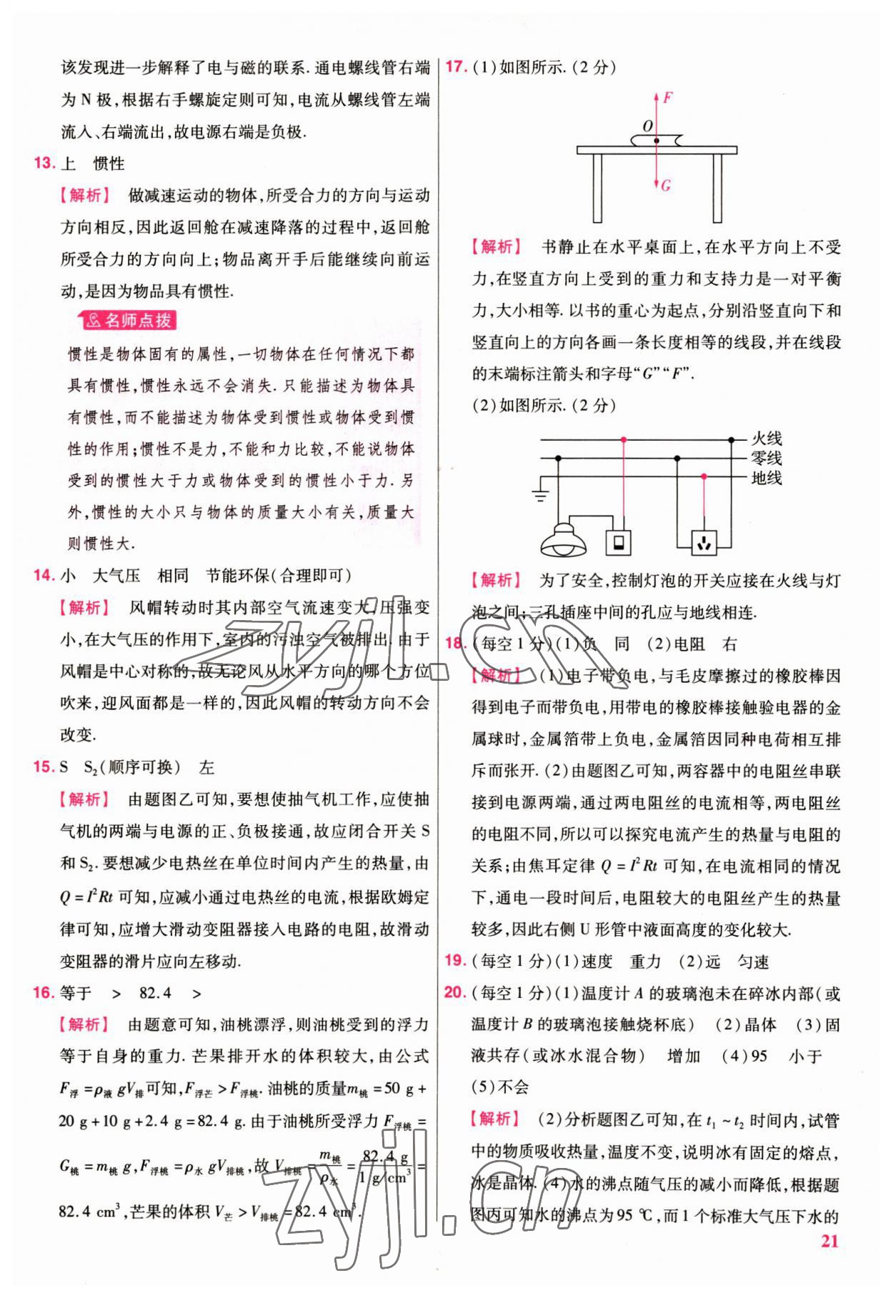 2023年優(yōu)等生中考試題精選化學安徽專版 參考答案第21頁