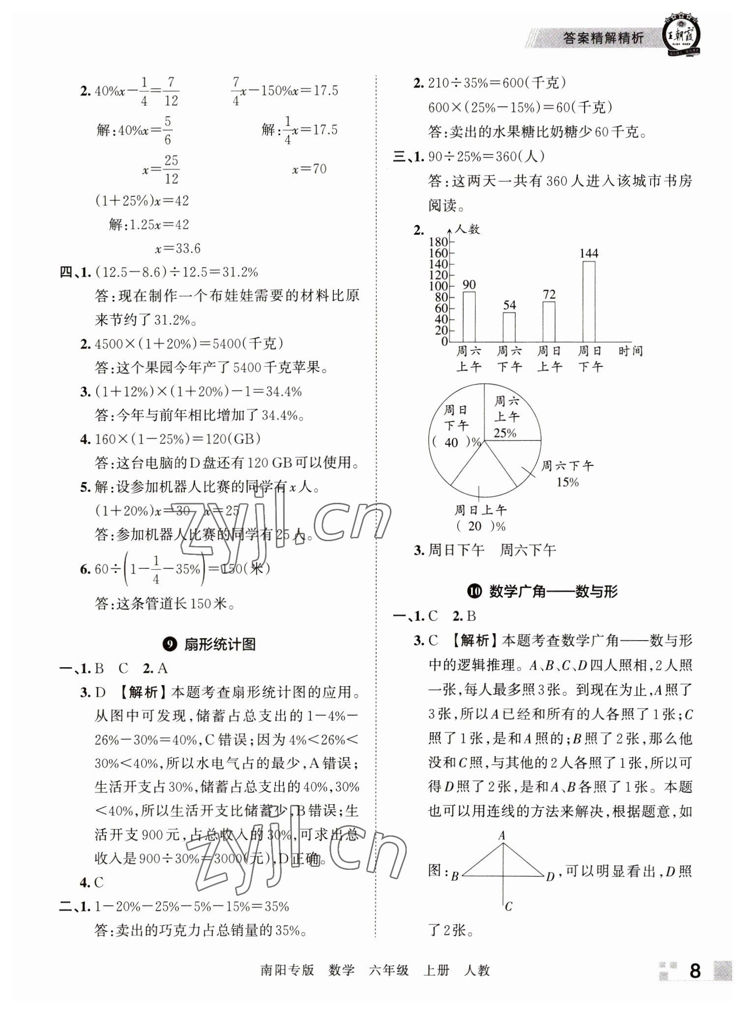 2022年王朝霞期末真题精编六年级数学上册人教版南阳专版 参考答案第8页