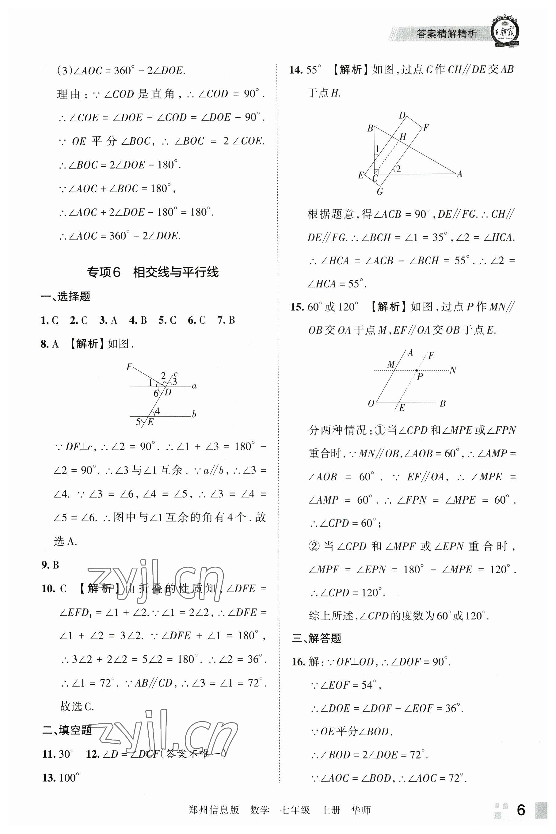 2022年王朝霞期末真題精編七年級(jí)數(shù)學(xué)上冊(cè)華師大版鄭州專版 參考答案第6頁