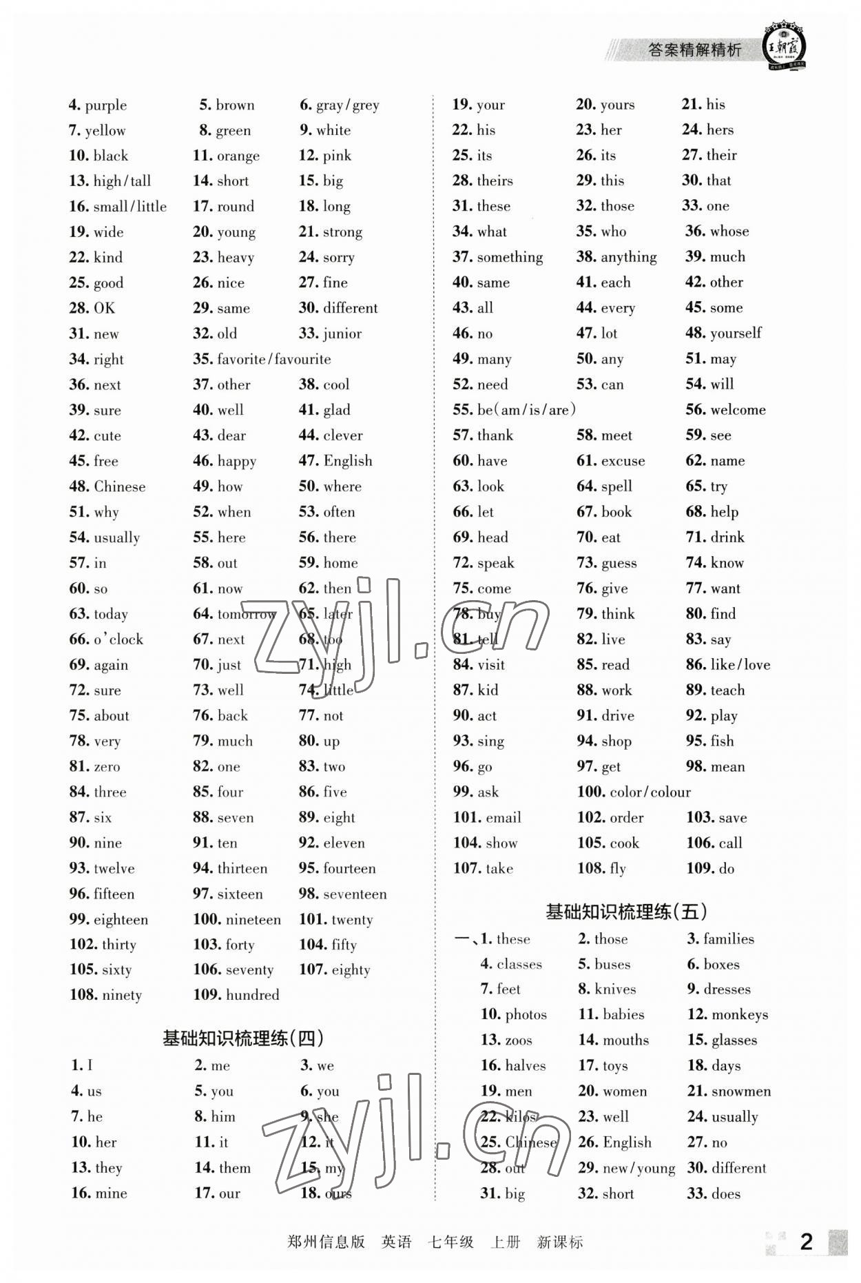 2022年王朝霞期末真題精編七年級(jí)英語(yǔ)上冊(cè)仁愛版鄭州專版 參考答案第2頁(yè)