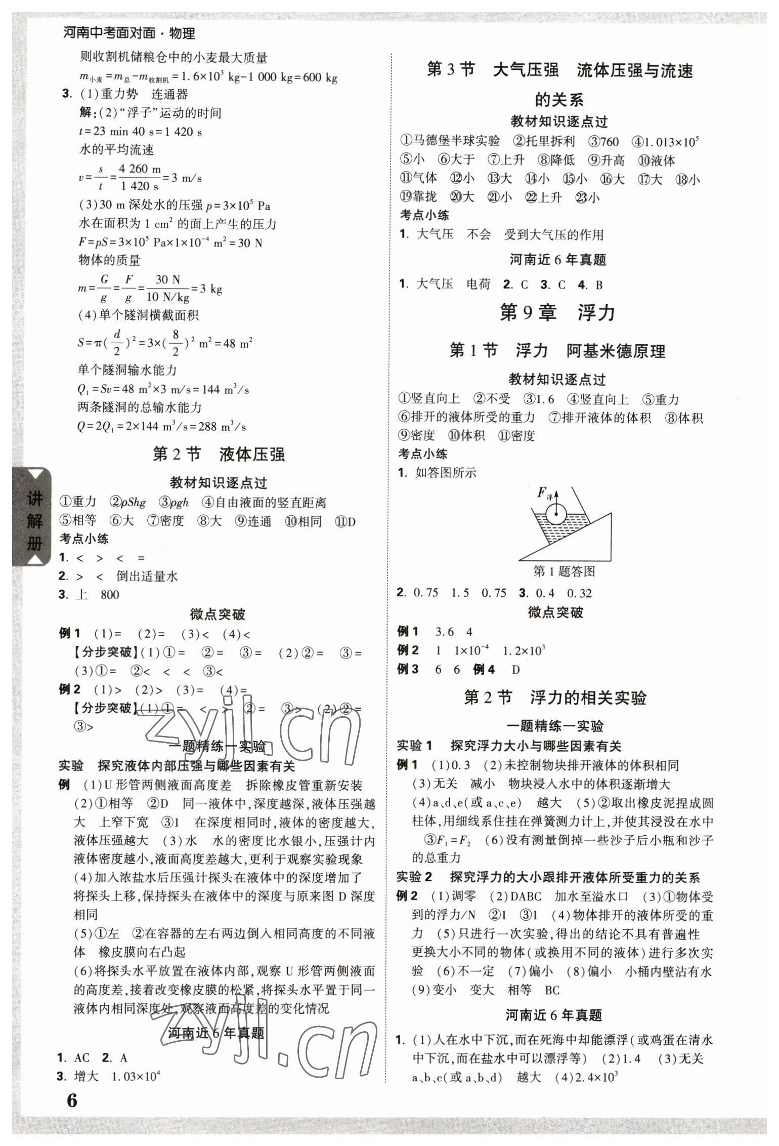 2023年河南中考面對面物理 參考答案第6頁