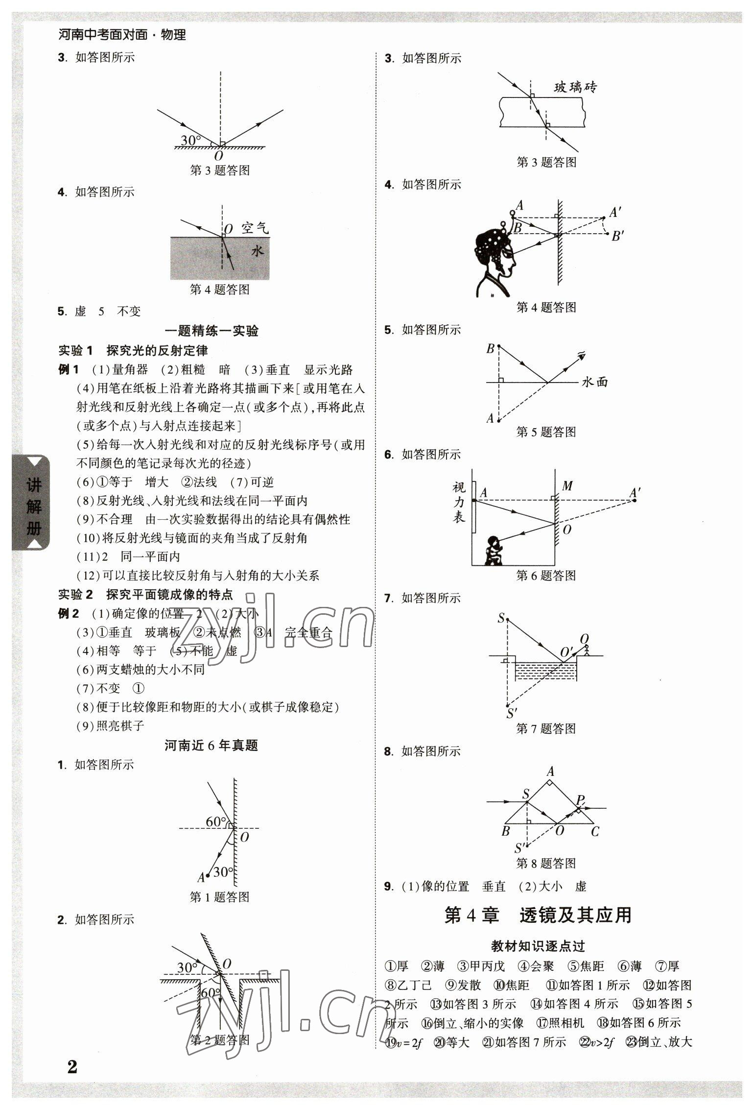 2023年河南中考面对面物理 参考答案第2页