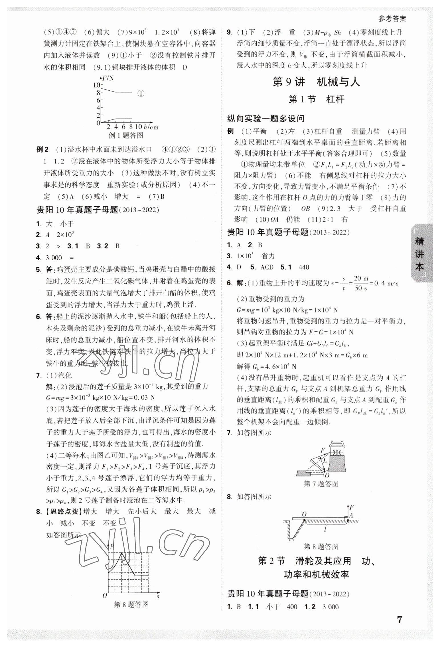 2023年萬唯中考試題研究物理貴陽專版 參考答案第6頁