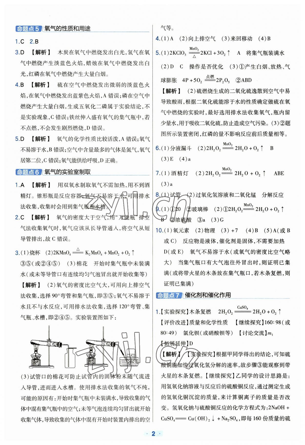 2023年金考卷中考真題分類訓(xùn)練化學(xué) 參考答案第2頁(yè)