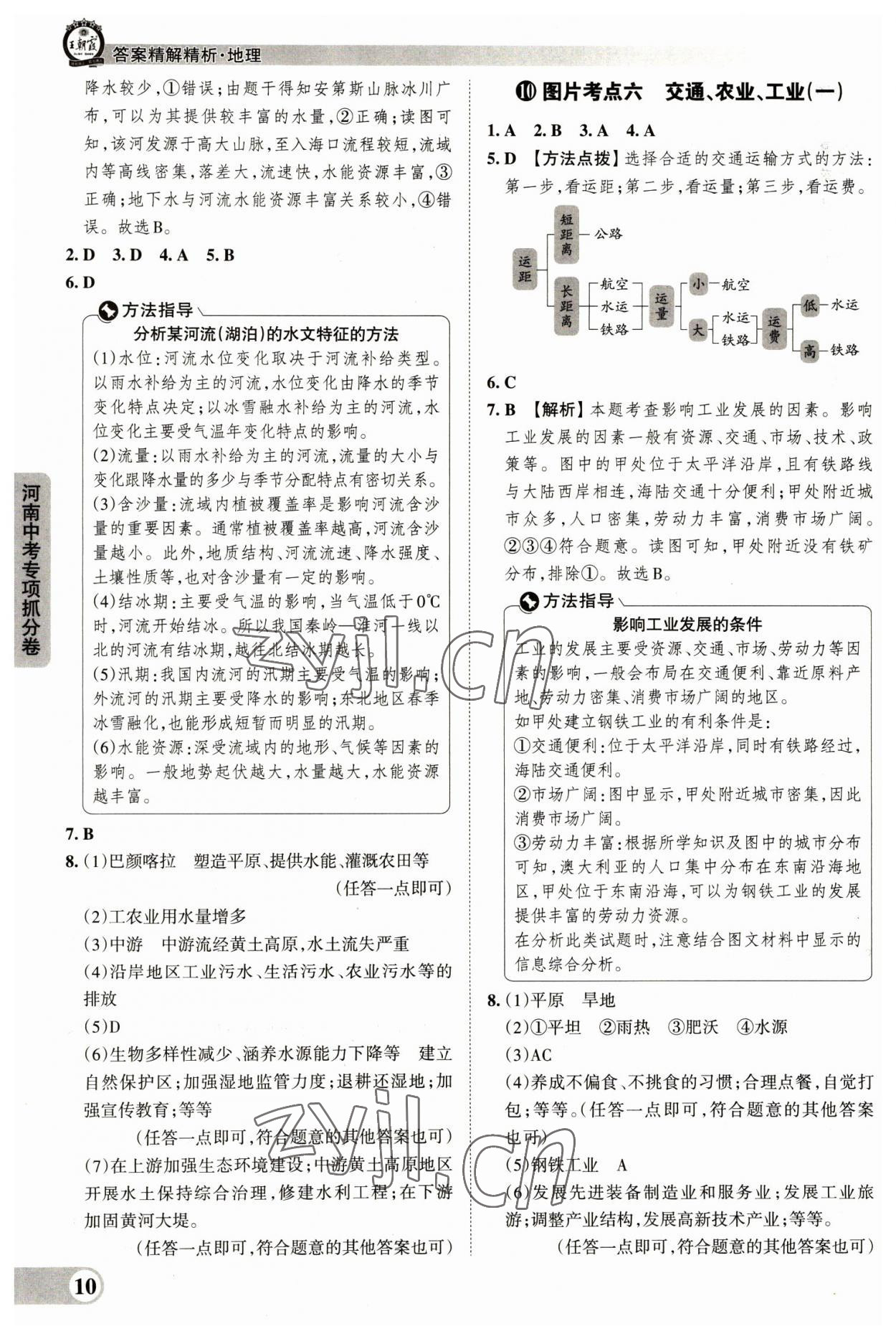 2023年王朝霞中考真題精編地理河南專版 參考答案第10頁