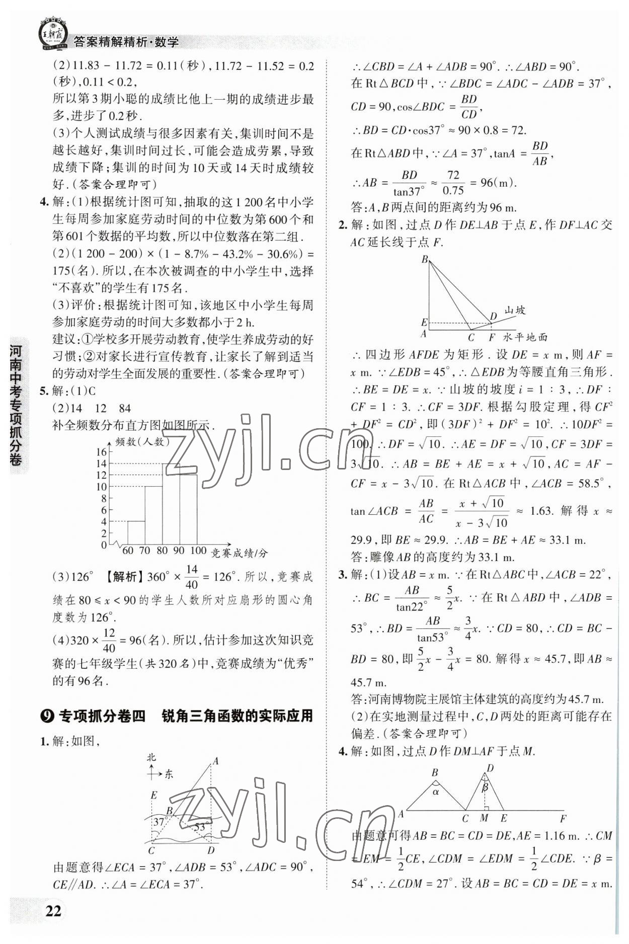 2023年王朝霞中考真题精编数学河南中考 参考答案第22页