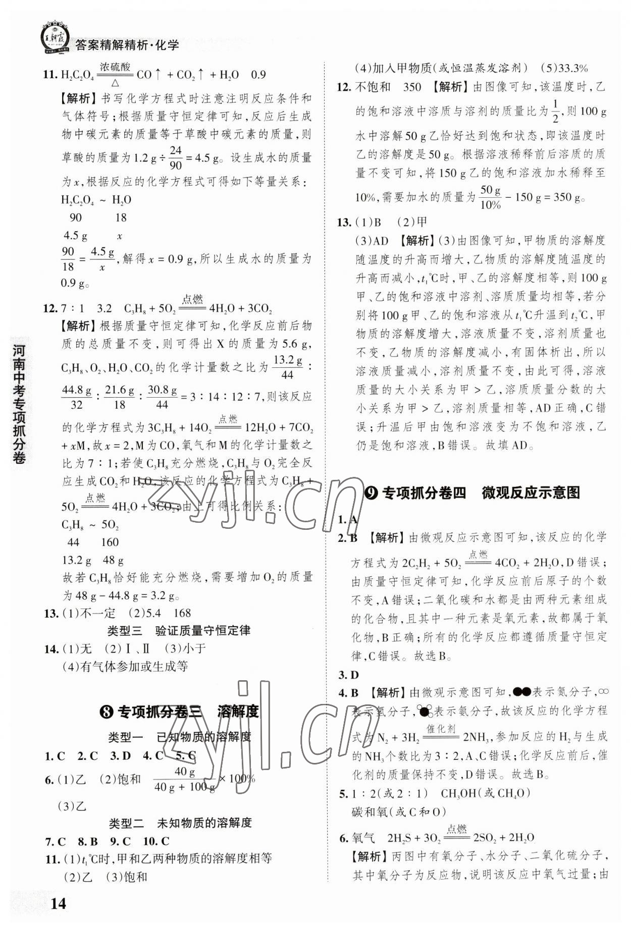 2023年王朝霞中考真題精編化學(xué)河南中考 參考答案第14頁