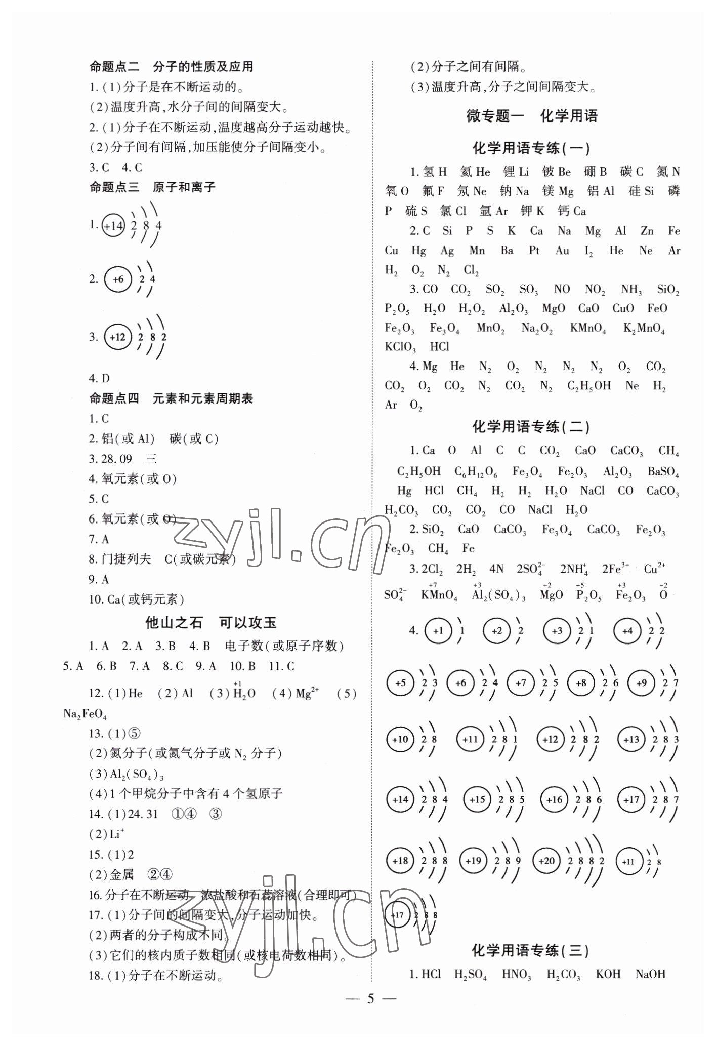 2023年中學(xué)生學(xué)習(xí)報試題與研究化學(xué)中考河南專版 參考答案第5頁