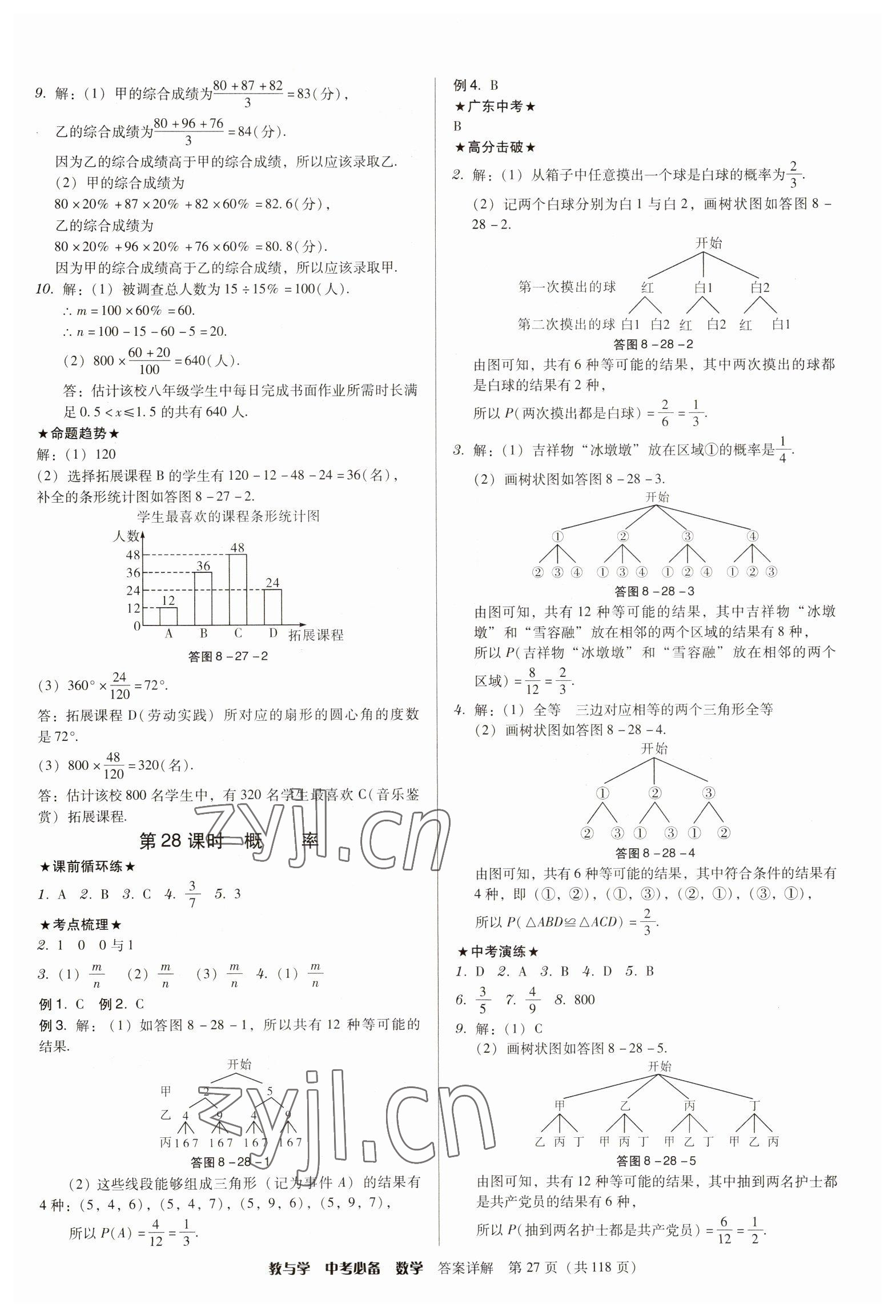 2023年教與學(xué)中考必備數(shù)學(xué) 參考答案第27頁